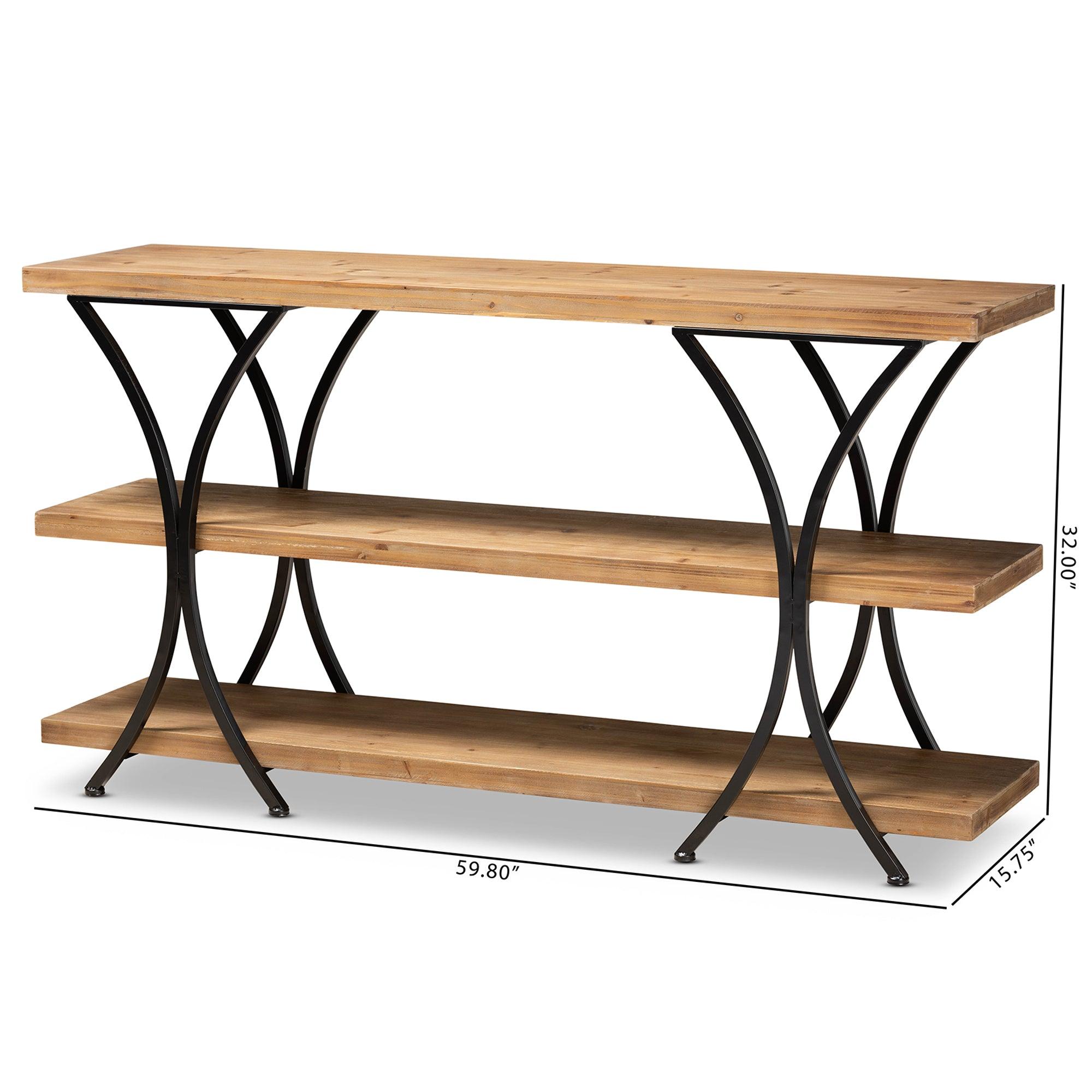 Terrell Modern Rustic and Industrial Finished Wood and Finished Metal Console Table