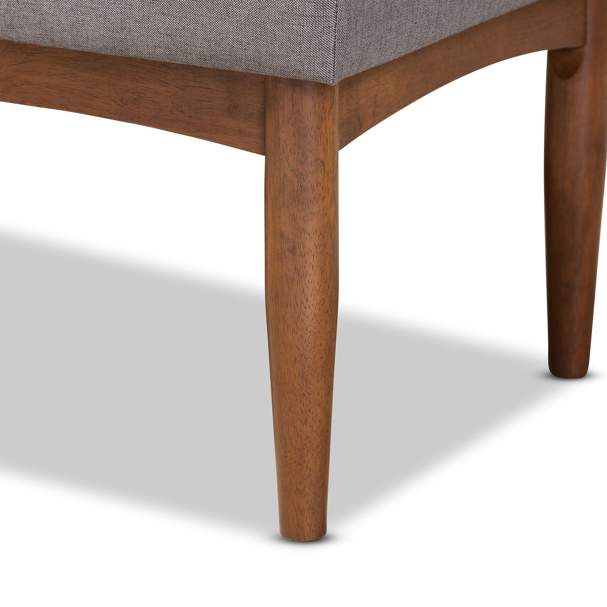 Sanford Mid-Century Modern Fabric Upholstered and Finished Wood 2-Piece Dining Nook Banquette Set