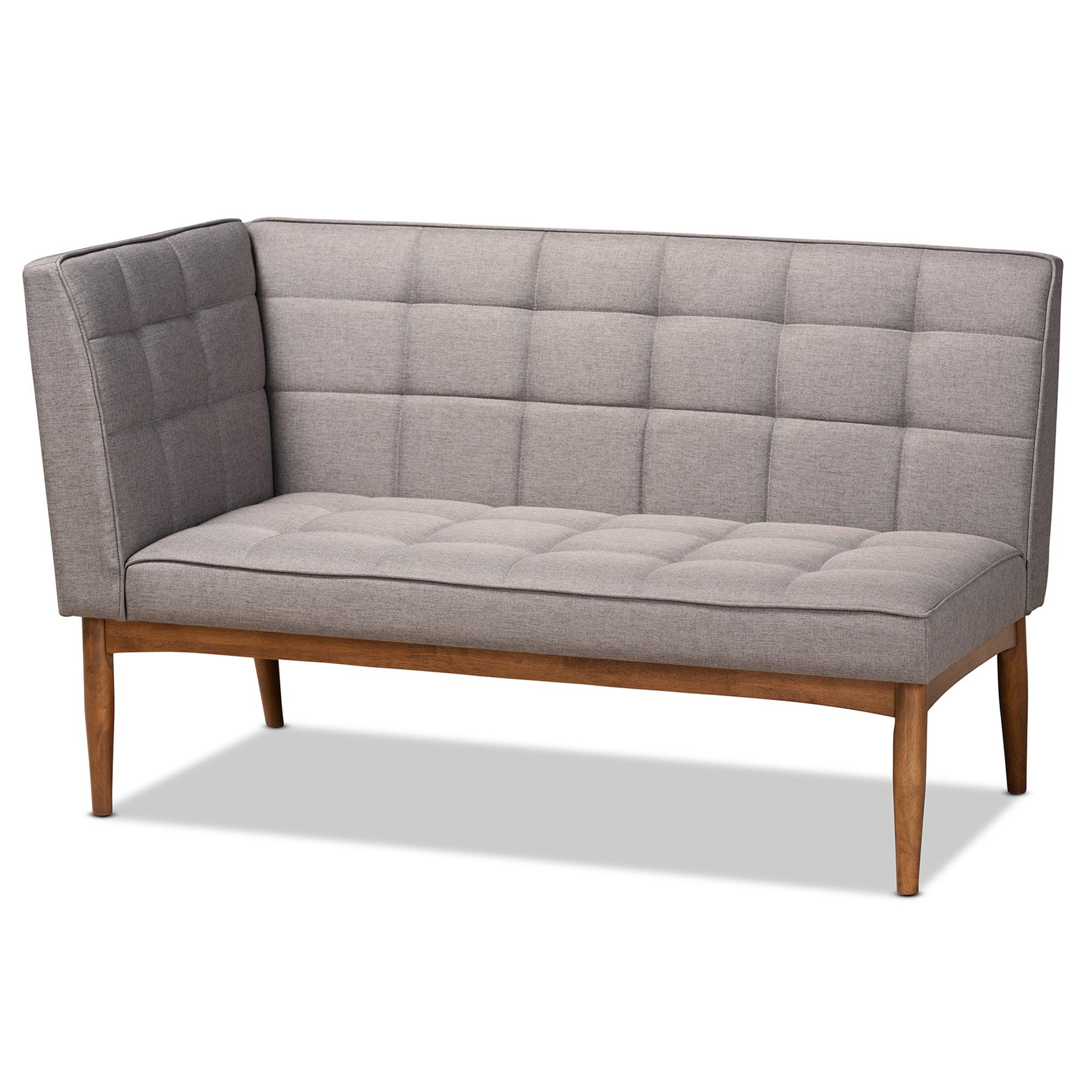 Sanford Mid-Century Modern Fabric Upholstered and Finished Wood 3-Piece Dining Nook Set