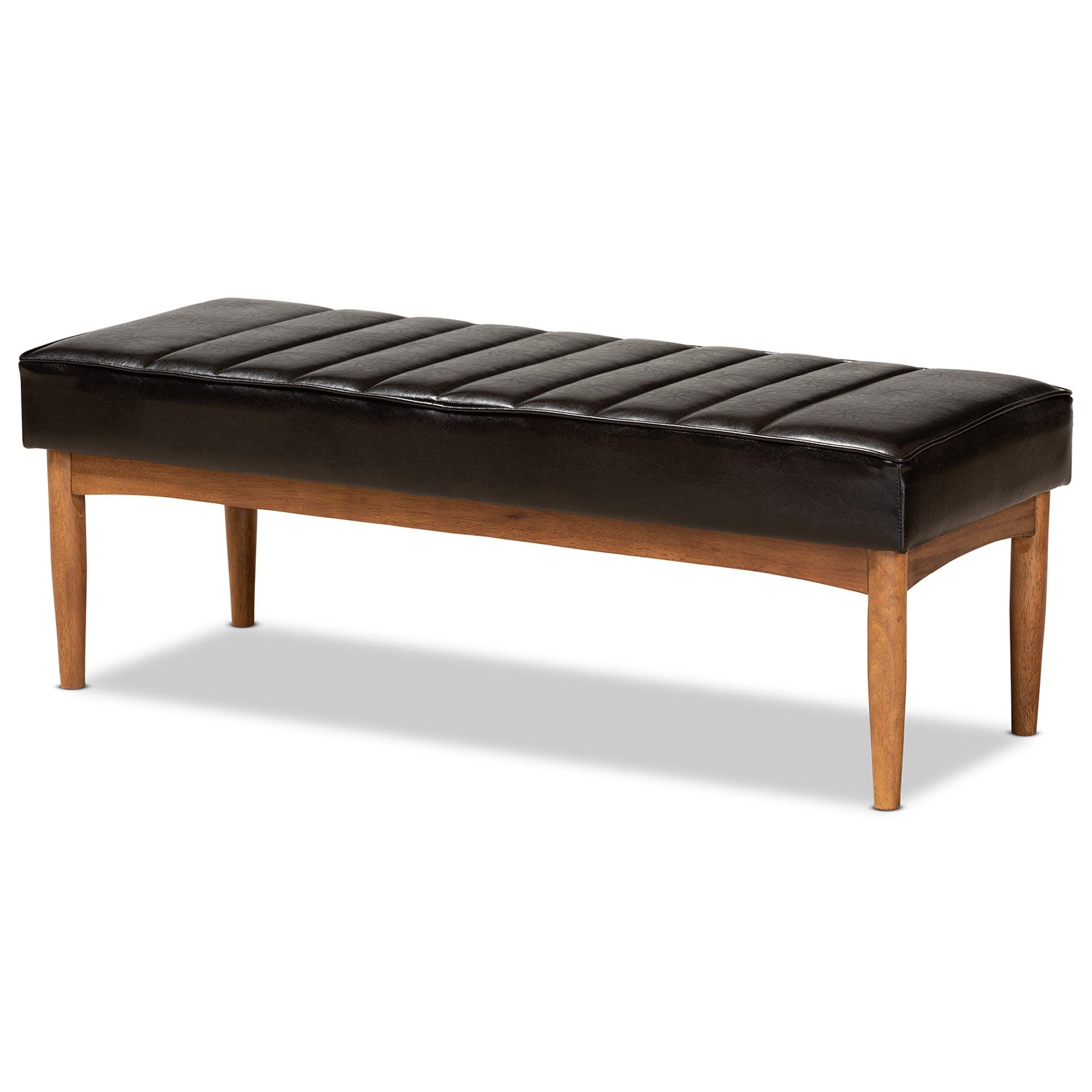Daymond Mid-Century Modern Faux Leather Upholstered and Finished Wood 5-Piece Dining Nook Set