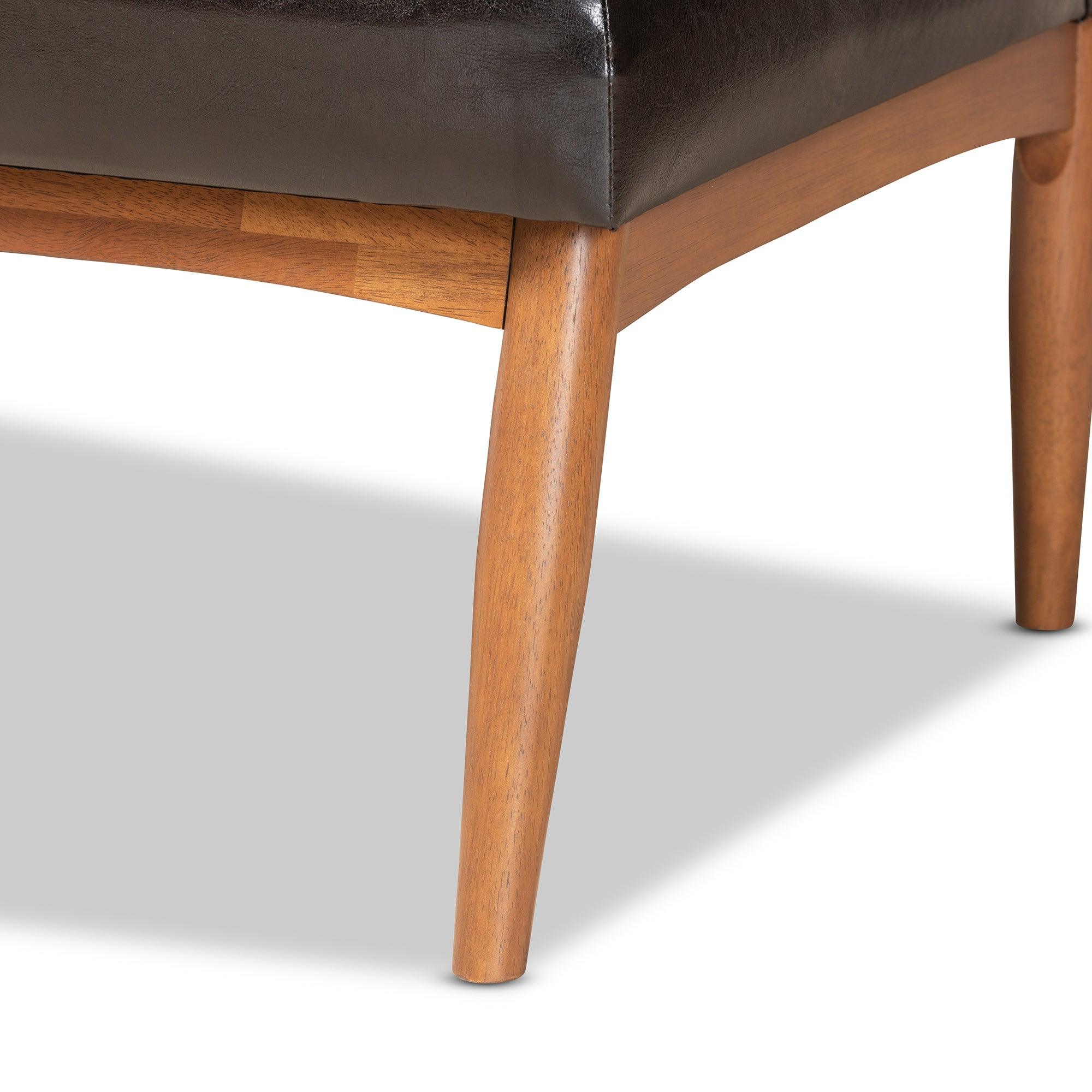Daymond Mid-Century Modern Faux Leather Upholstered and Finished Wood 5-Piece Dining Nook Set