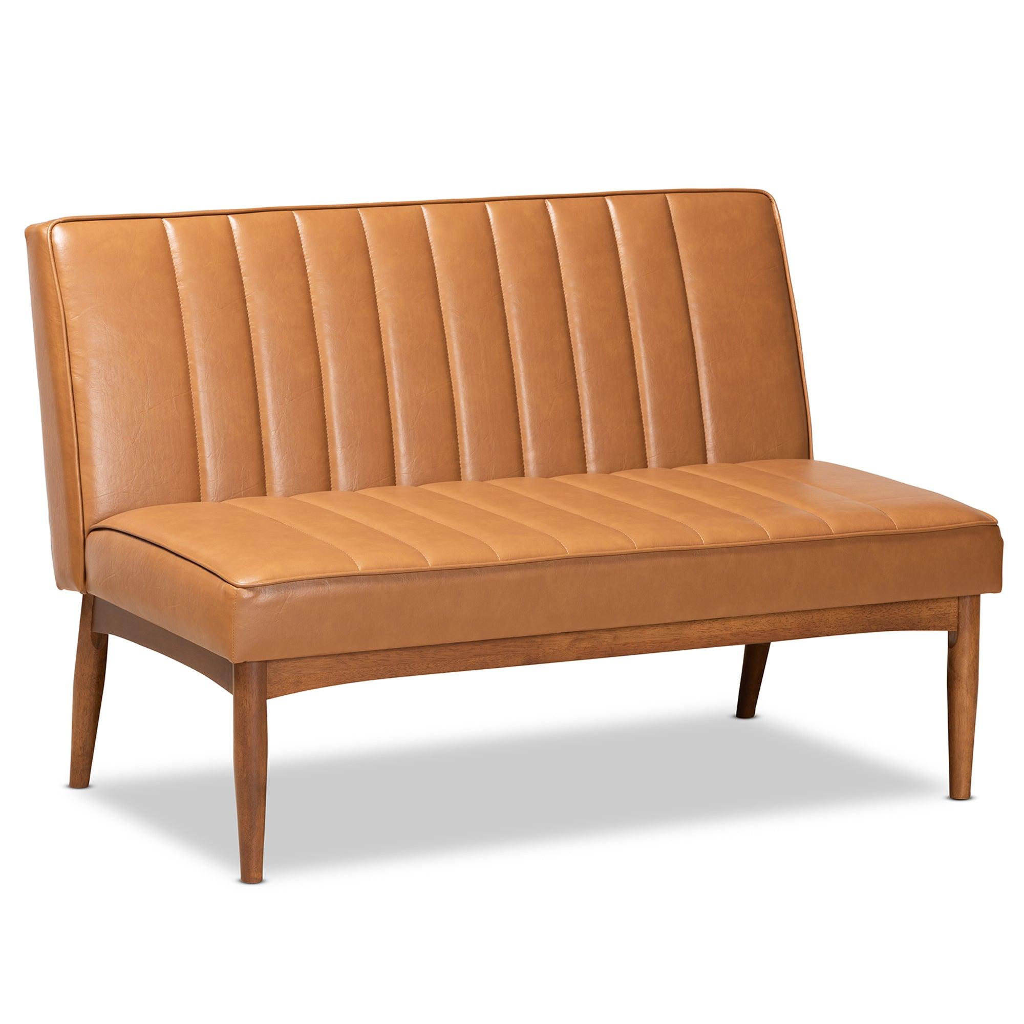 Daymond Mid-Century Modern Faux Leather Upholstered and Finished Wood 5-Piece Dining Nook Set
