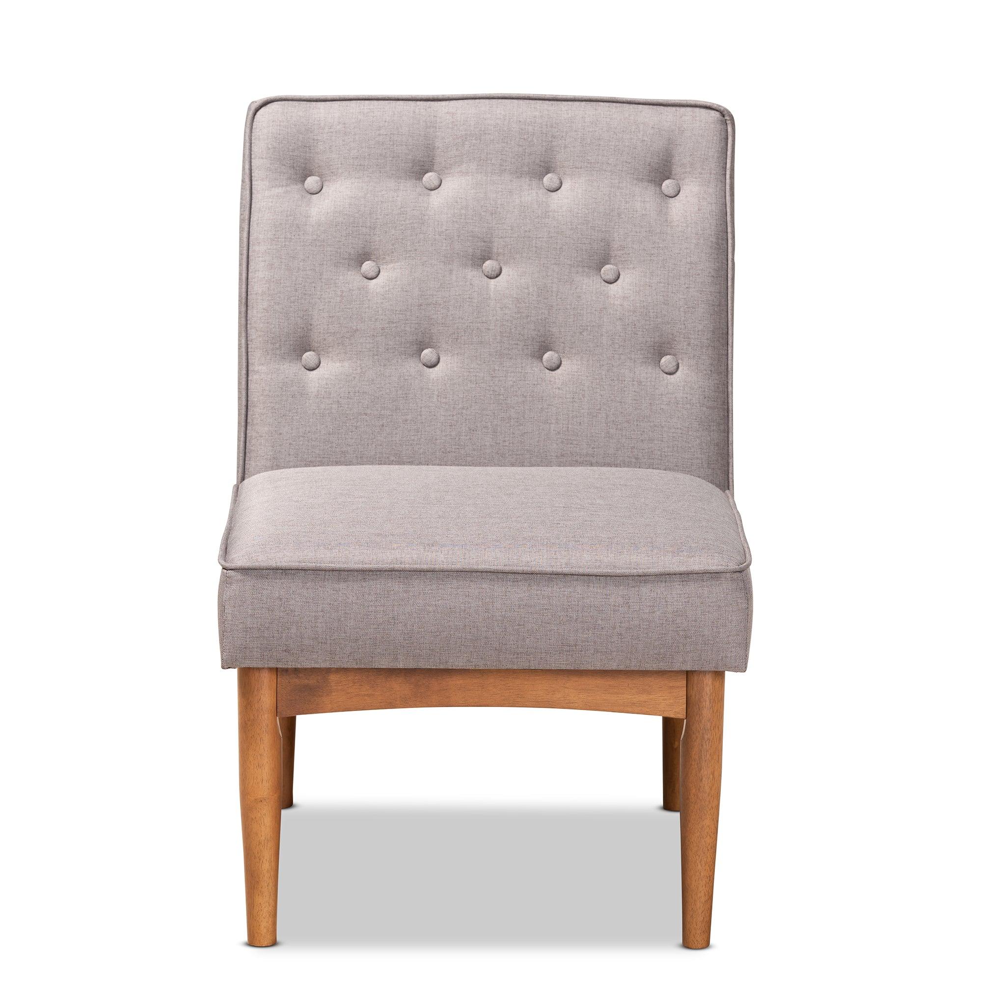 Riordan Mid-Century Modern Fabric Upholstered and Finished Wood Dining Chair