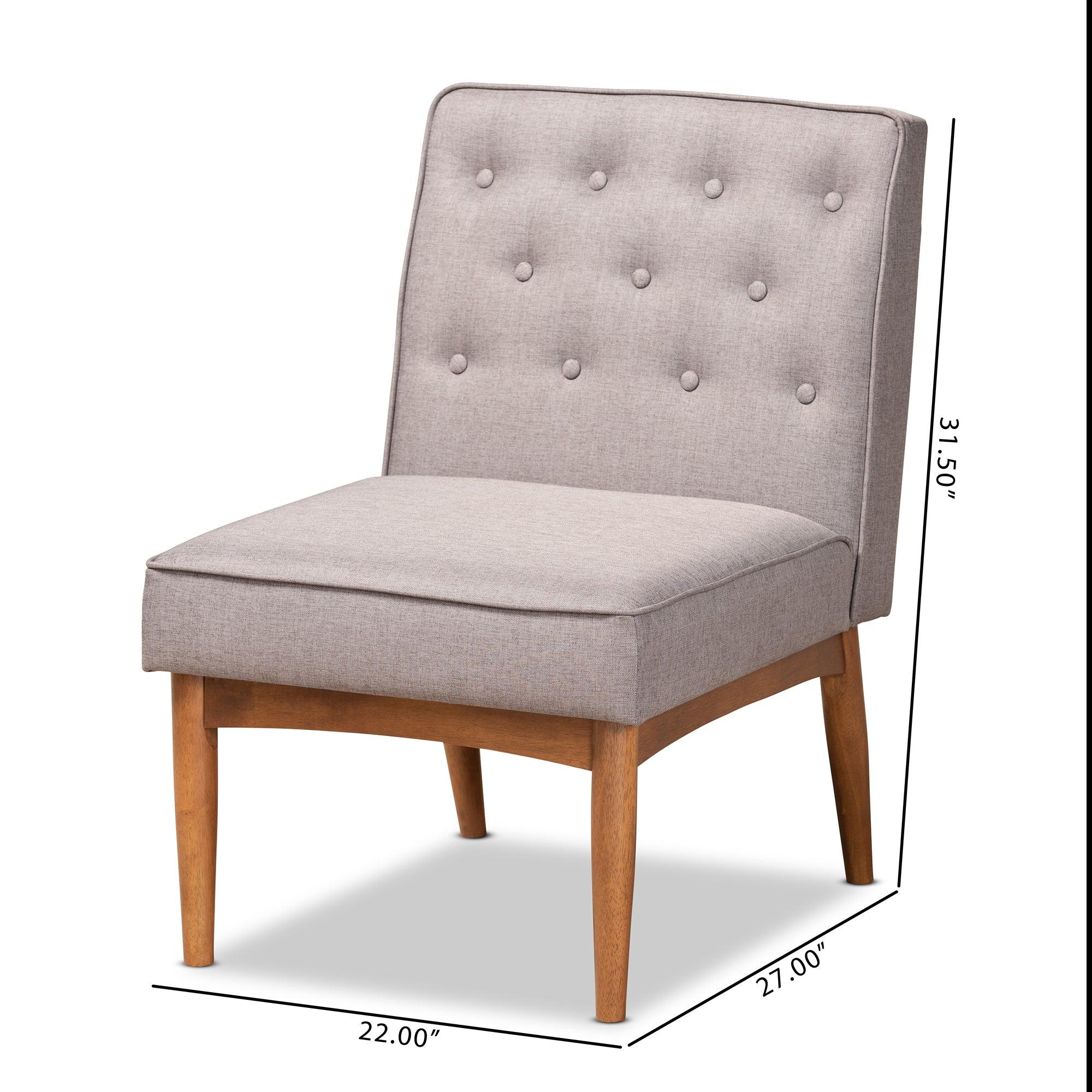 Riordan Mid-Century Modern Fabric Upholstered and Finished Wood Dining Chair