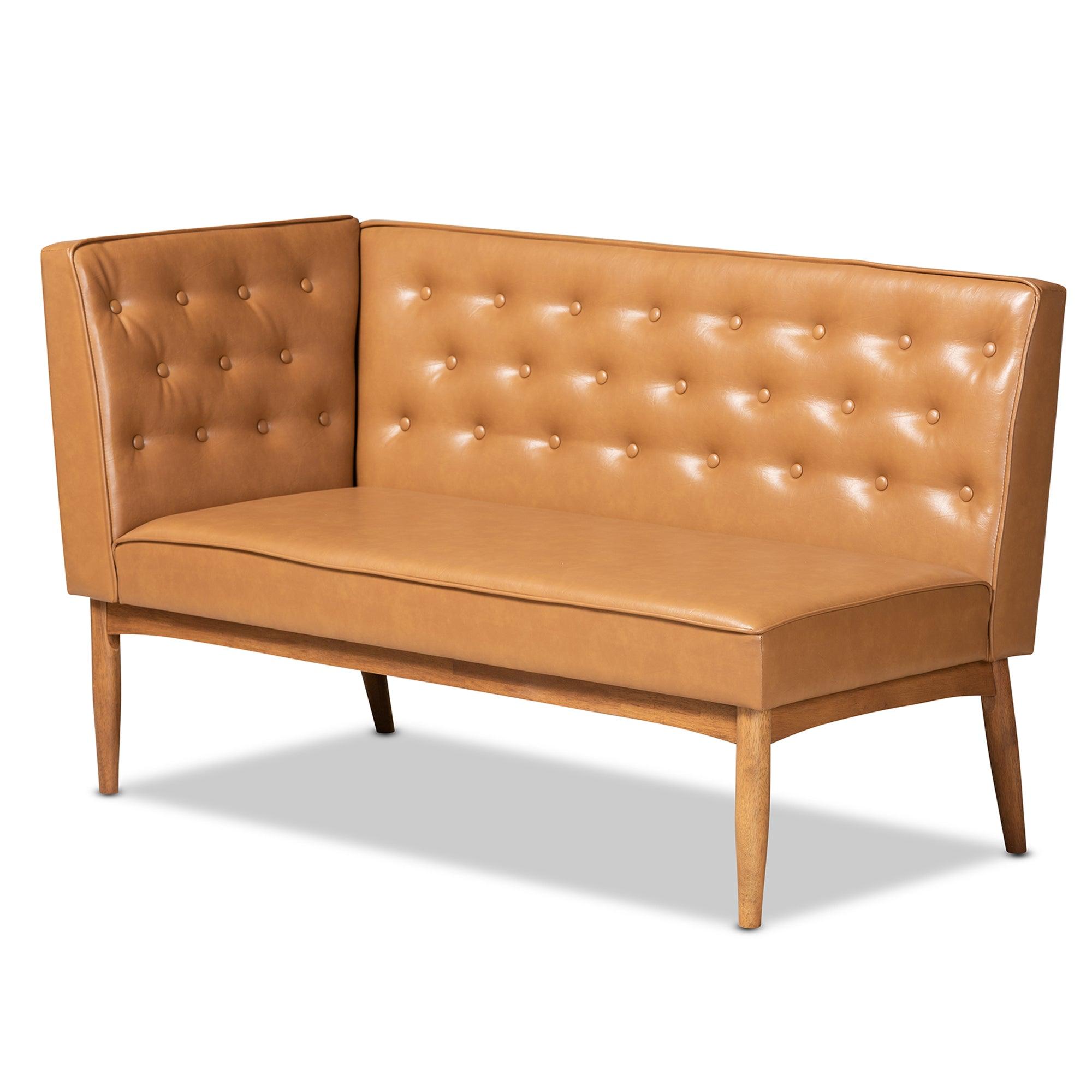Riordan Mid-Century Modern Faux Leather Upholstered and Finished Wood 5-Piece Dining Nook Set