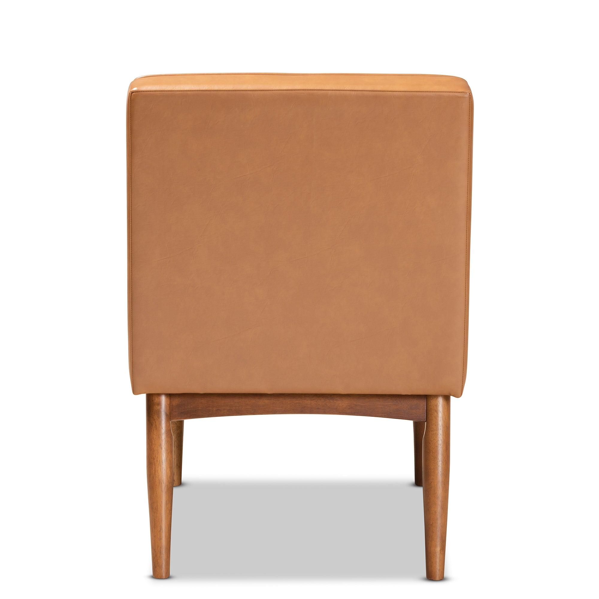 Riordan Mid-Century Modern Faux Leather Upholstered and Finished Wood Dining Chair
