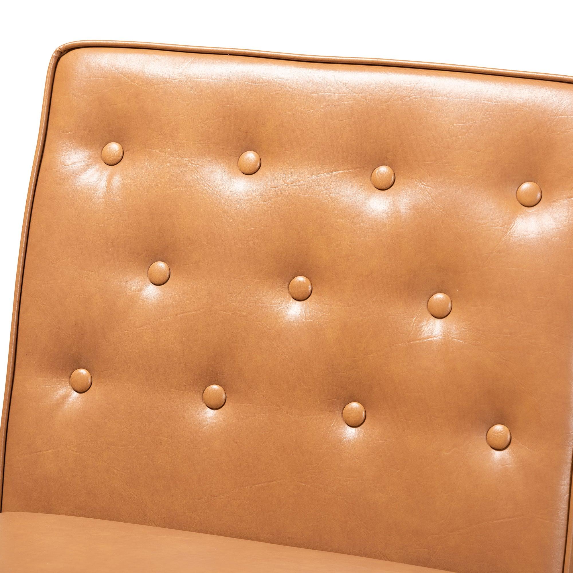 Riordan Mid-Century Modern Faux Leather Upholstered and Finished Wood Dining Chair
