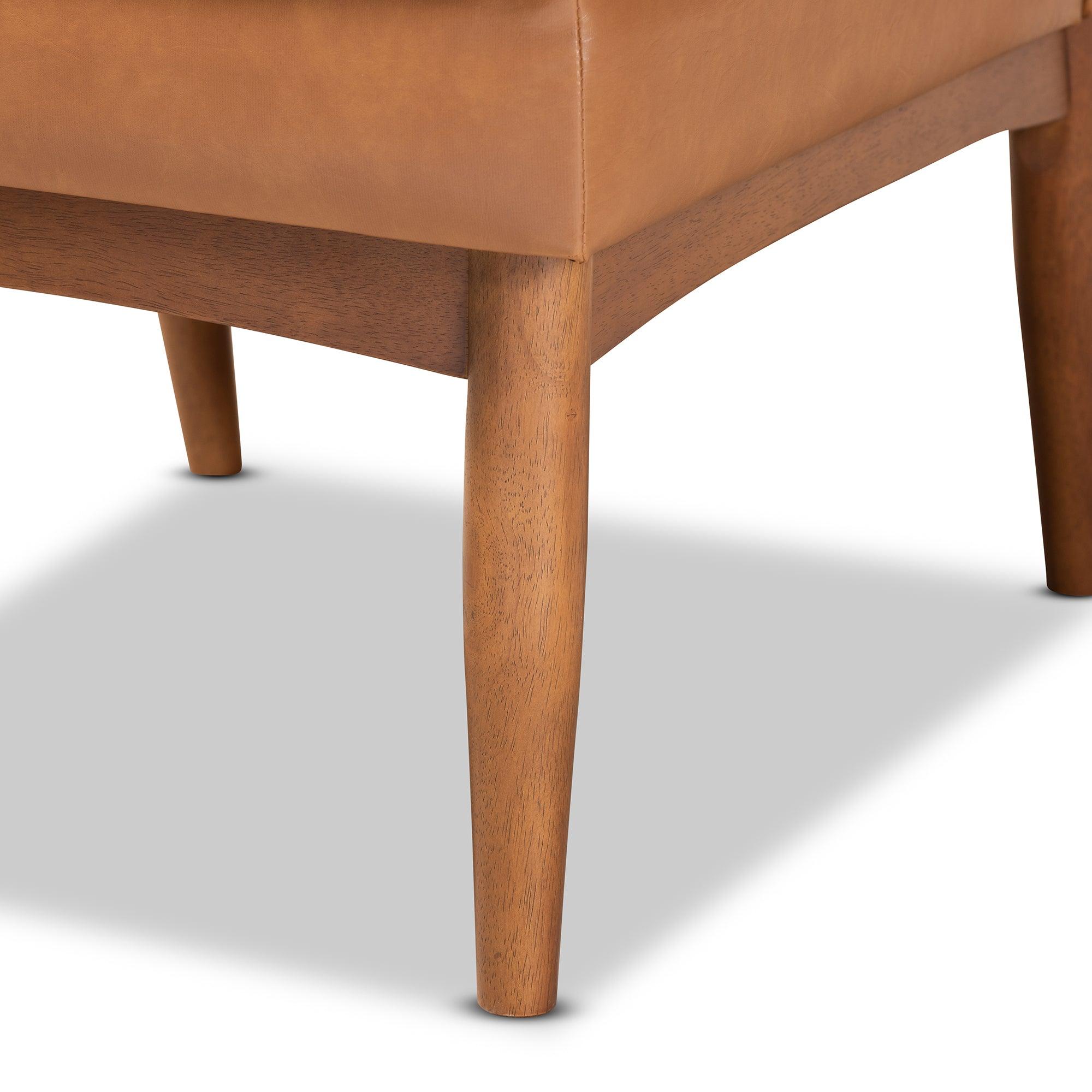 Riordan Mid-Century Modern Faux Leather Upholstered and Finished Wood Dining Chair