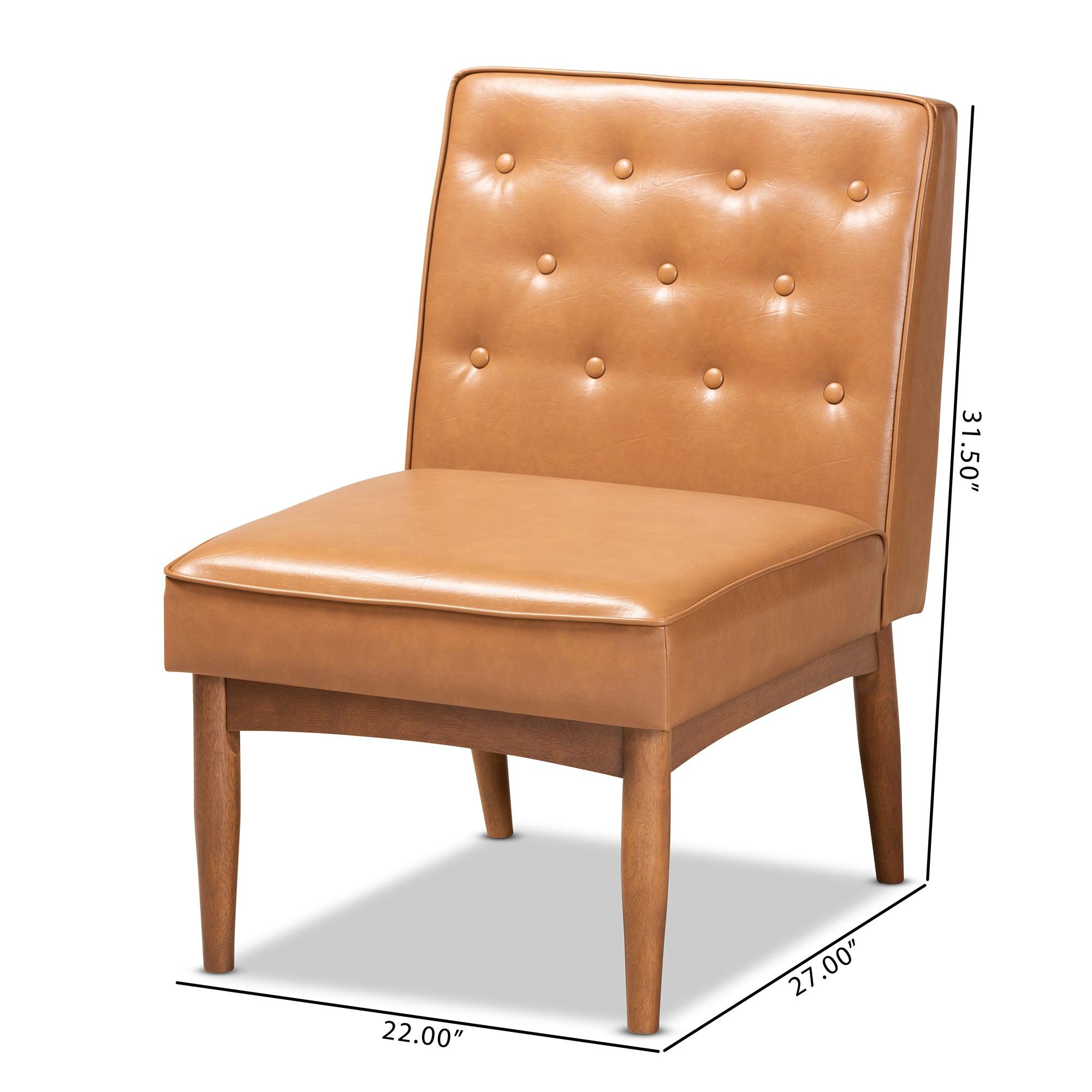 Riordan Mid-Century Modern Faux Leather Upholstered and Finished Wood Dining Chair