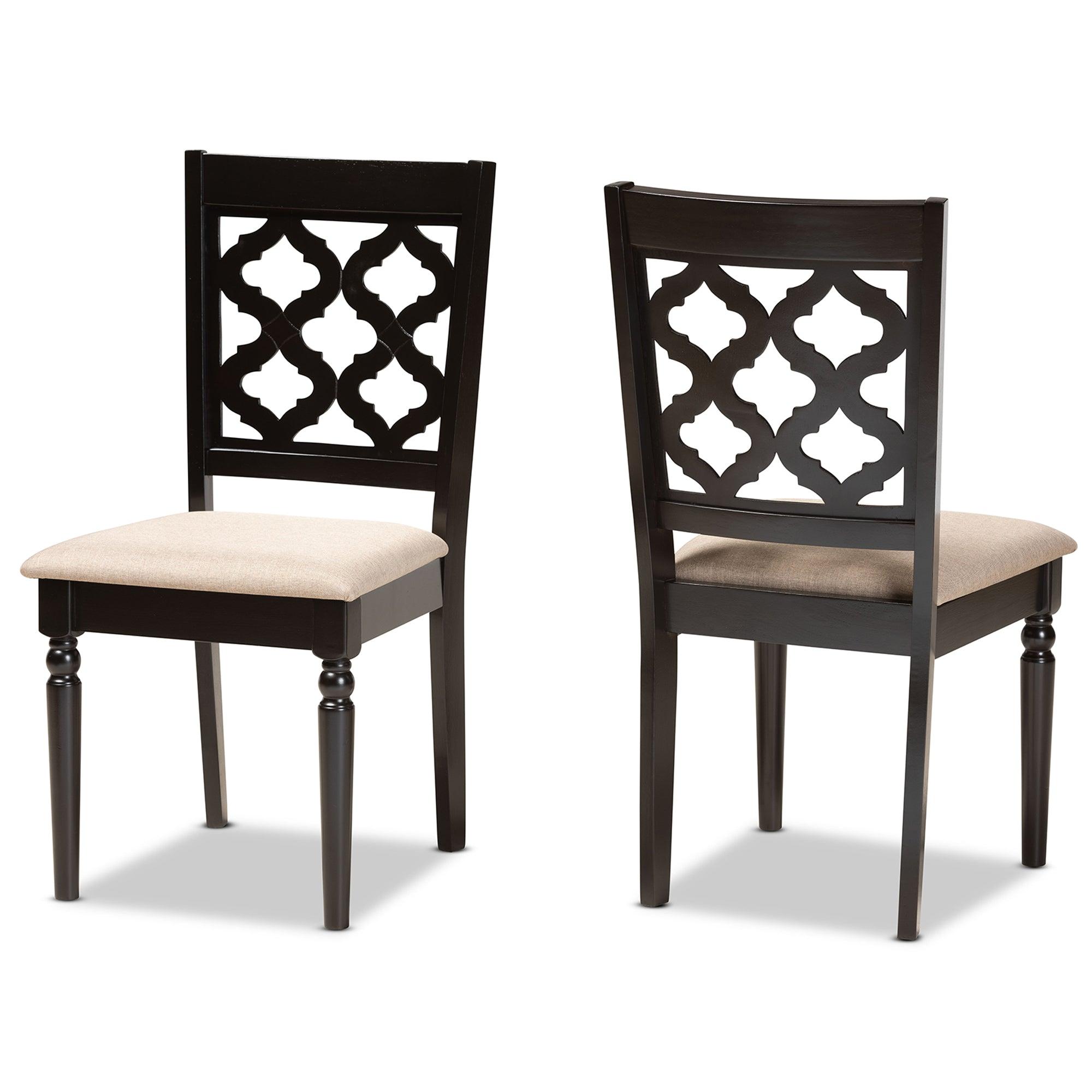 Ramiro Modern and Contemporary Sand Fabric Upholstered and Finished Wood 2-Piece Dining Chair Set