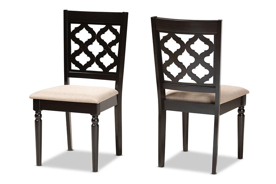 Ramiro Modern and Contemporary Sand Fabric Upholstered and Finished Wood 2-Piece Dining Chair Set