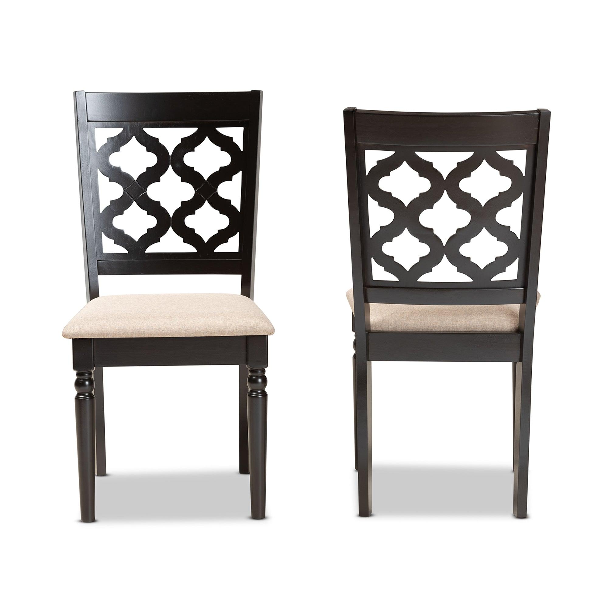 Ramiro Modern and Contemporary Sand Fabric Upholstered and Finished Wood 2-Piece Dining Chair Set