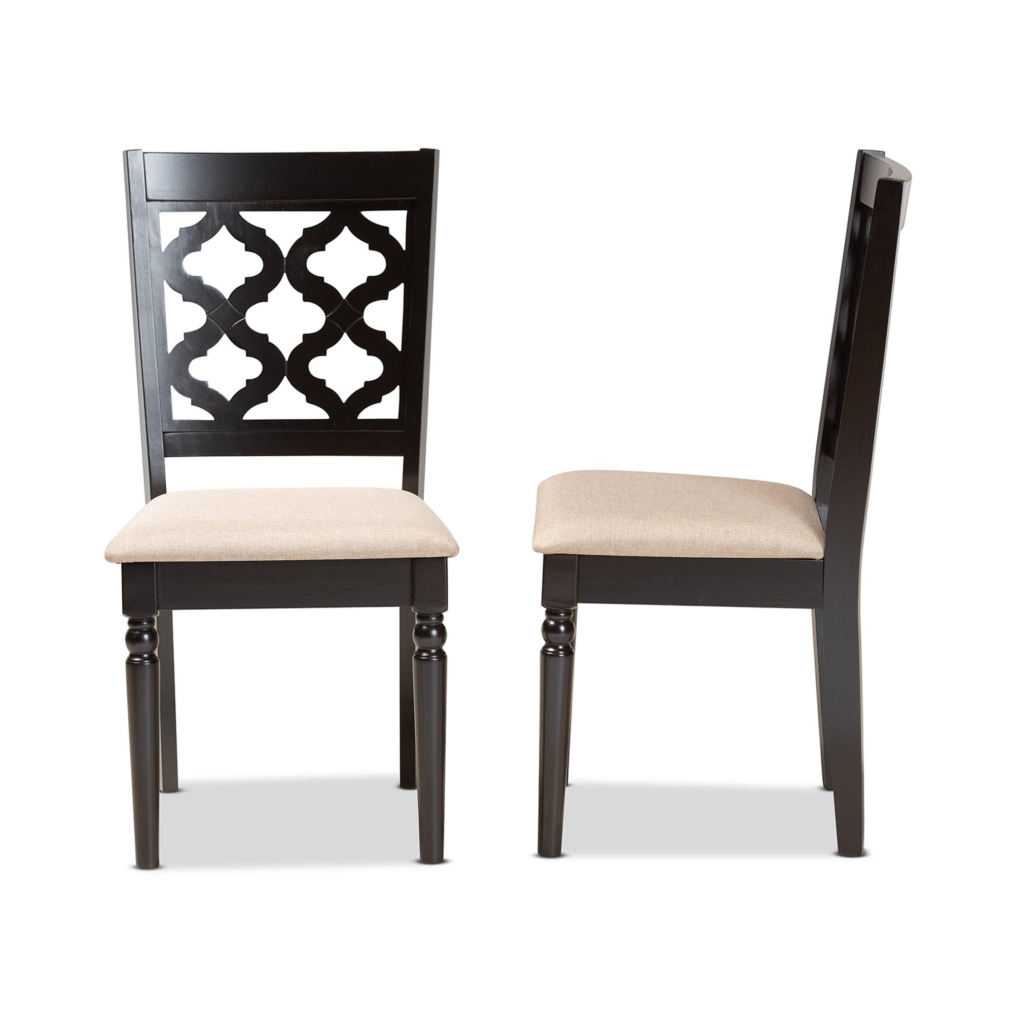 Ramiro Modern and Contemporary Sand Fabric Upholstered and Finished Wood 2-Piece Dining Chair Set