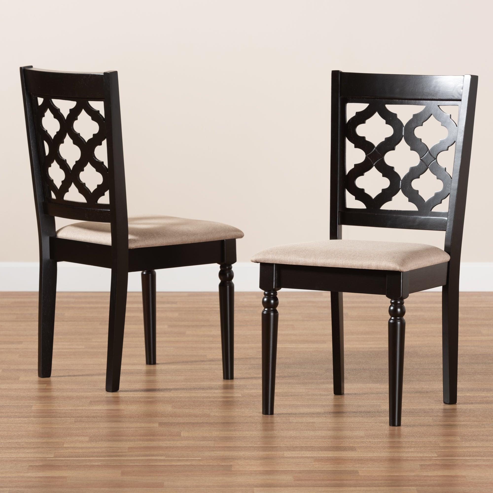 Ramiro Modern and Contemporary Sand Fabric Upholstered and Finished Wood 2-Piece Dining Chair Set