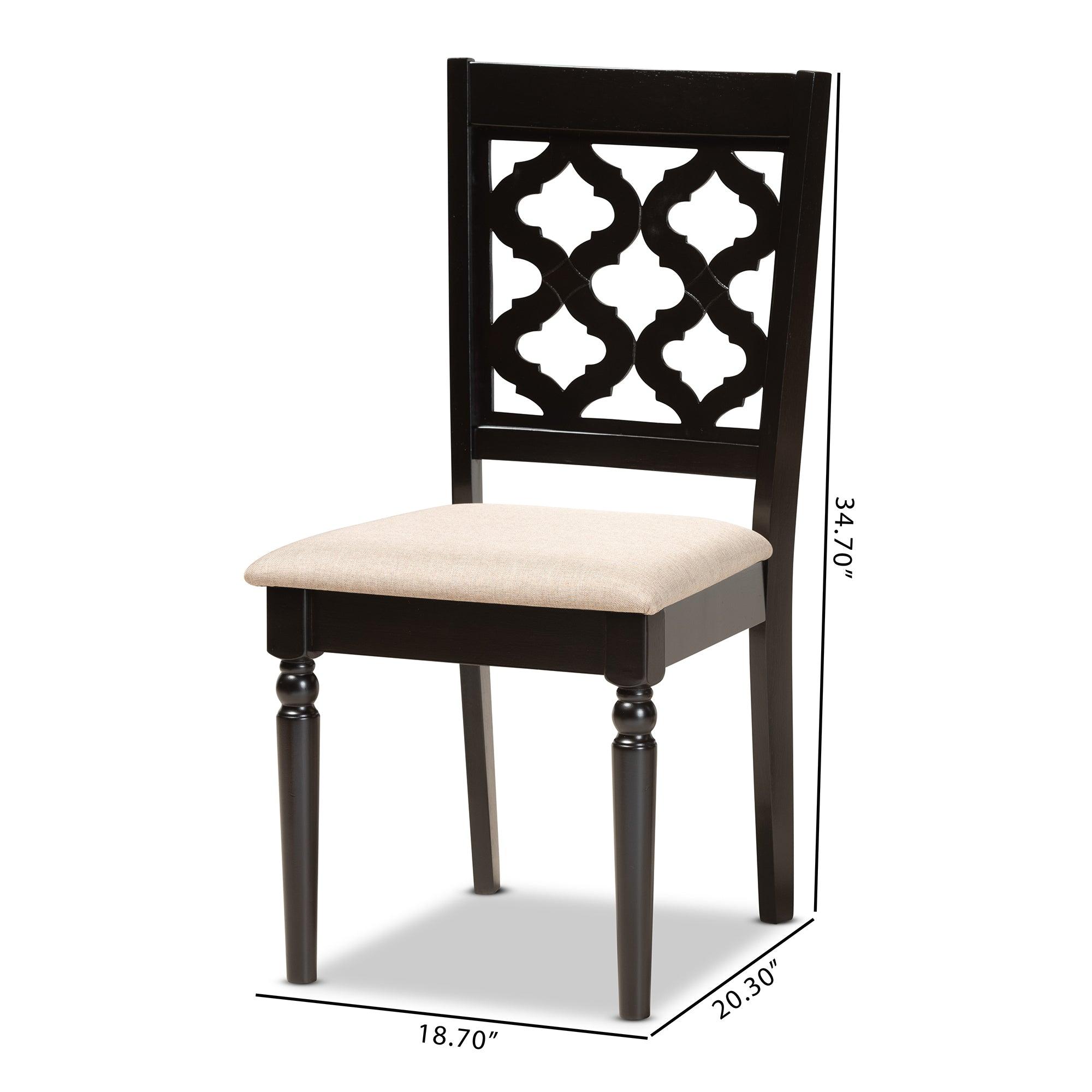 Ramiro Modern and Contemporary Sand Fabric Upholstered and Finished Wood 2-Piece Dining Chair Set
