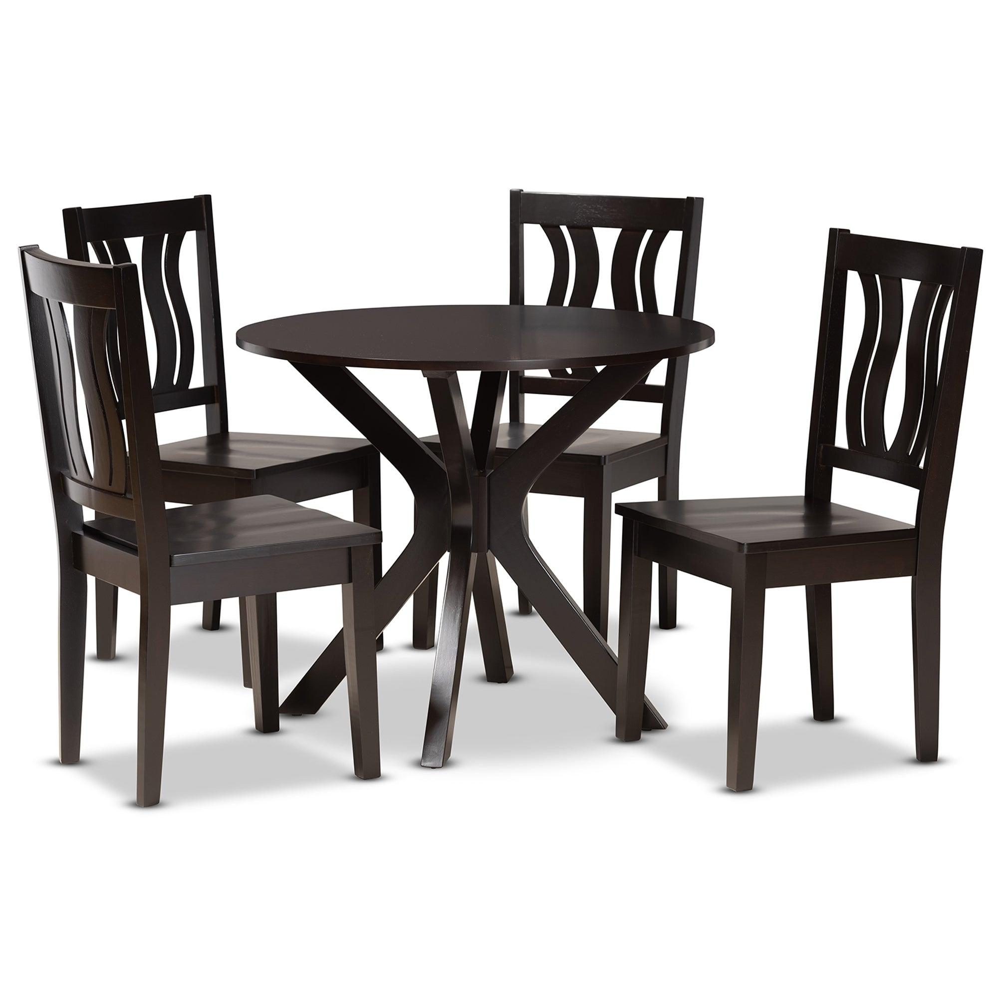 Mare Modern and Contemporary Transitional Finished Wood 5-Piece Dining Set