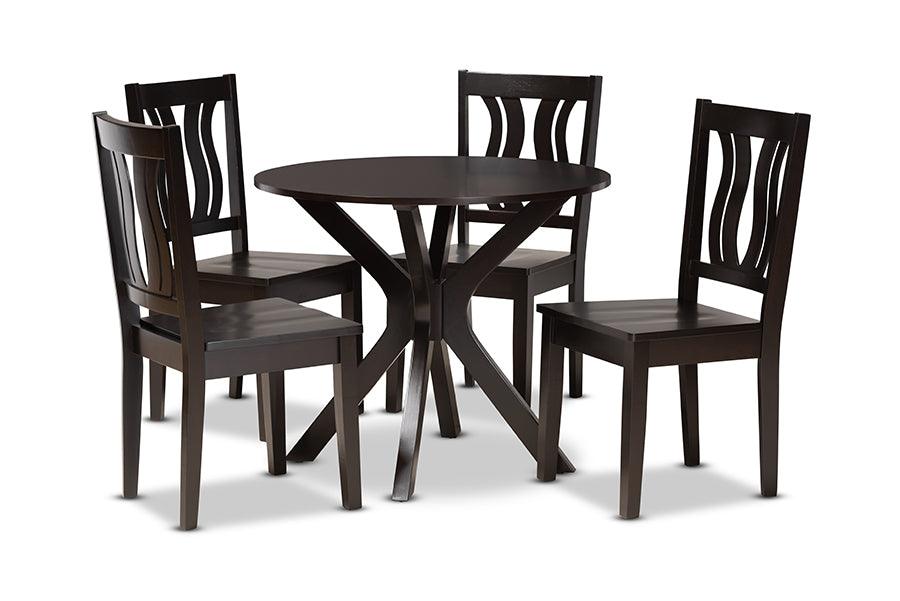Mare Modern and Contemporary Transitional Finished Wood 5-Piece Dining Set