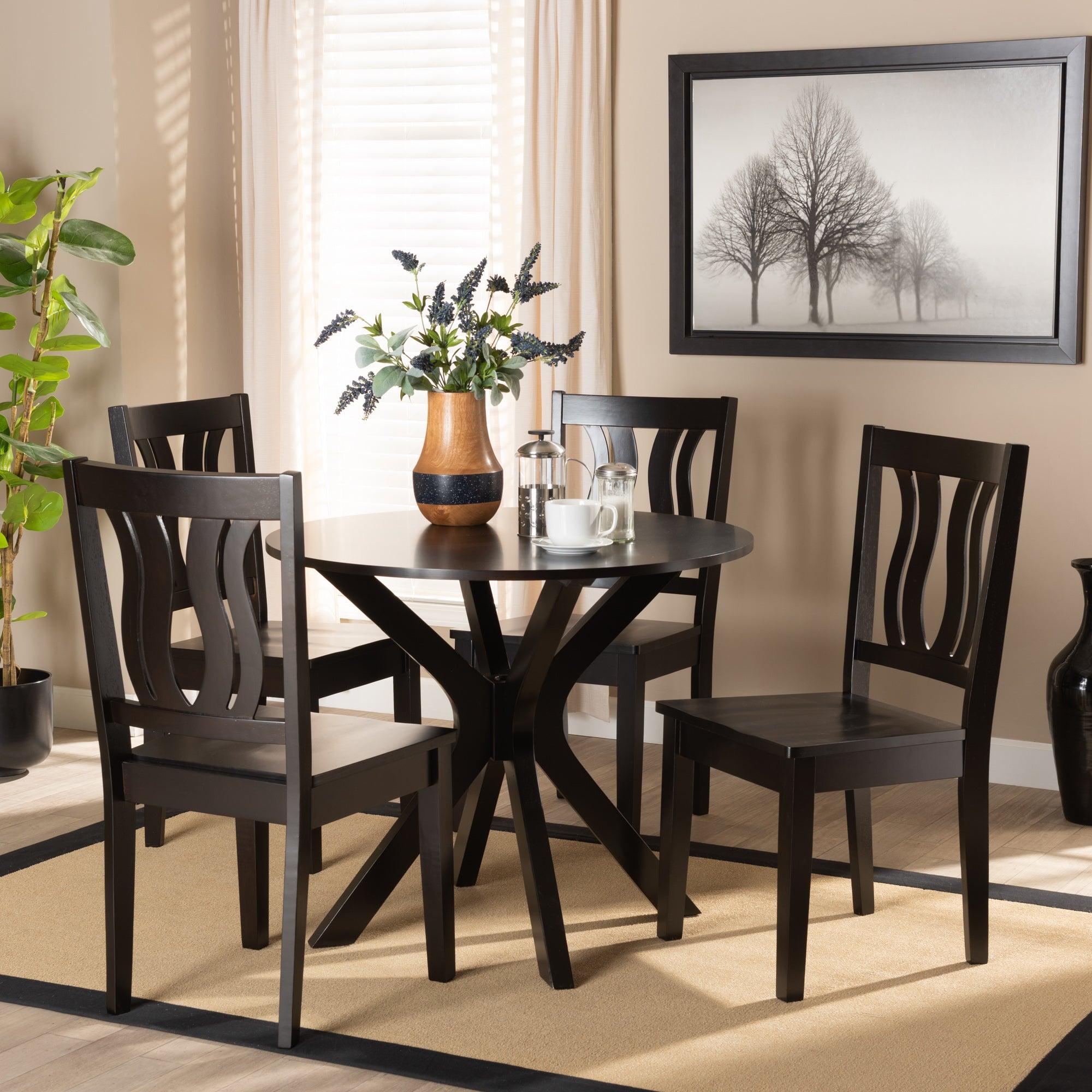 Mare Modern and Contemporary Transitional Finished Wood 5-Piece Dining Set