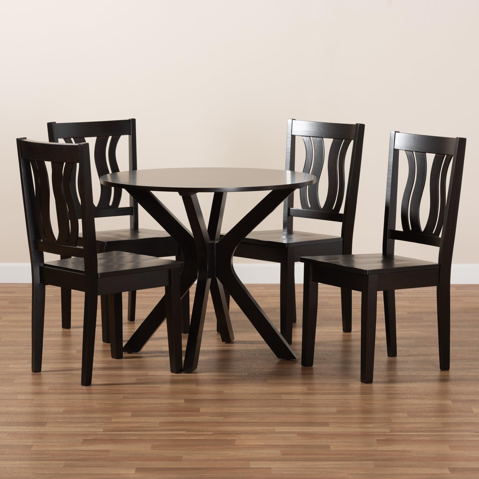 Mare Modern and Contemporary Transitional Finished Wood 5-Piece Dining Set