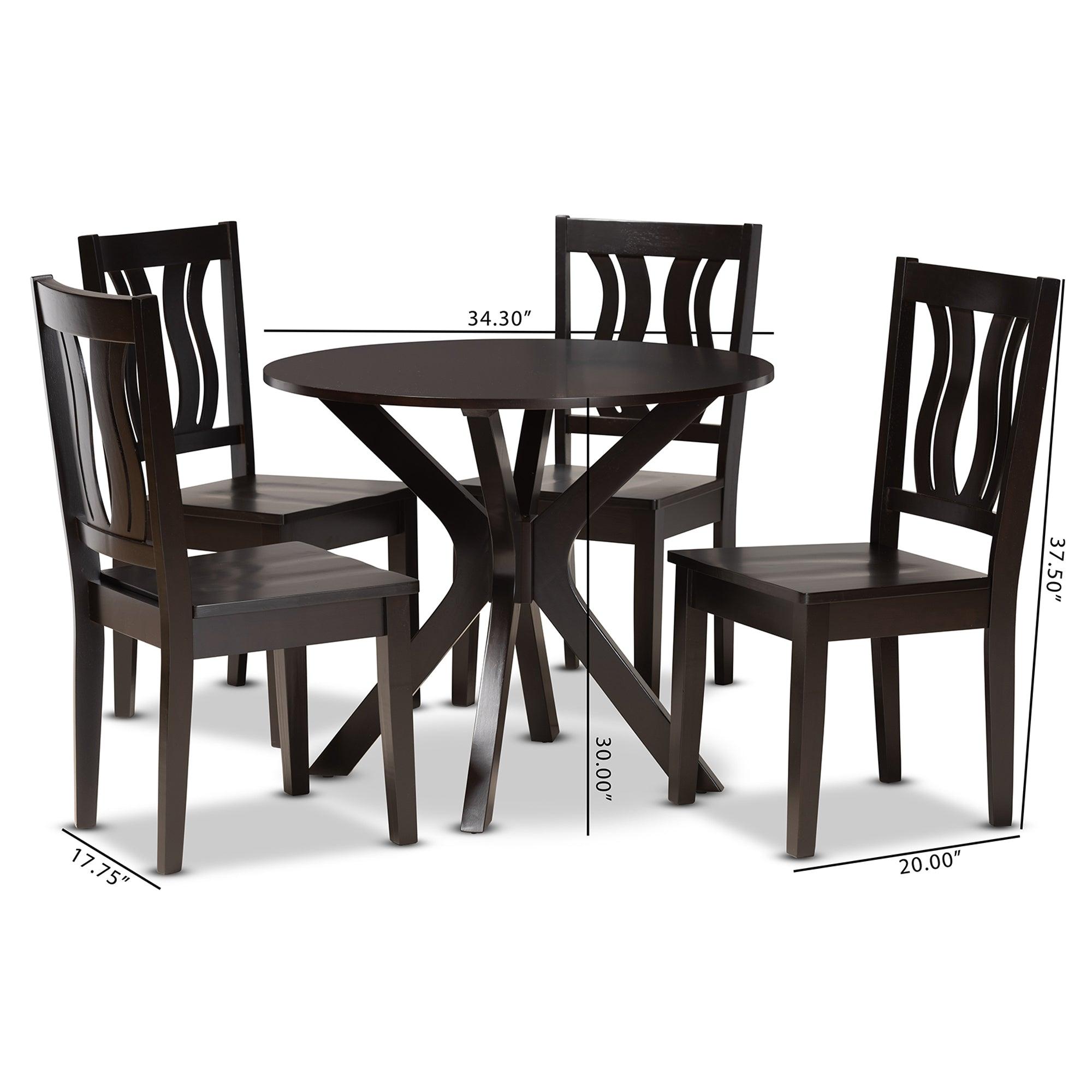Mare Modern and Contemporary Transitional Finished Wood 5-Piece Dining Set