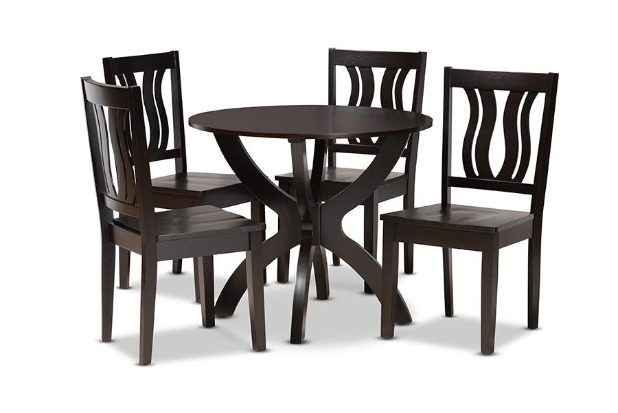 Karla Modern and Contemporary Transitional Finished Wood 5-Piece Dining Set