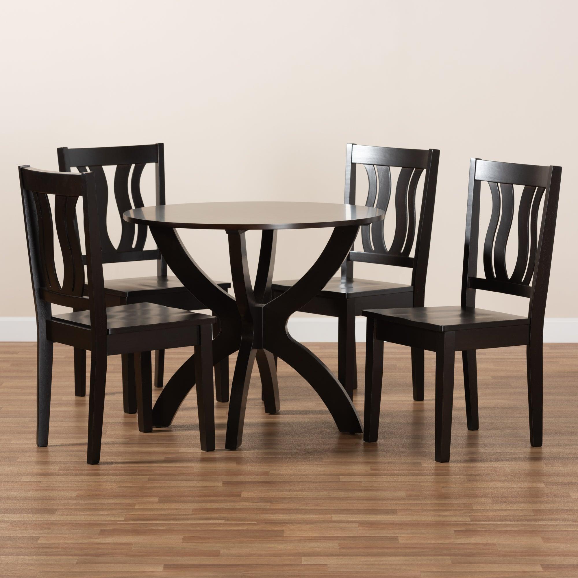 Karla Modern and Contemporary Transitional Finished Wood 5-Piece Dining Set
