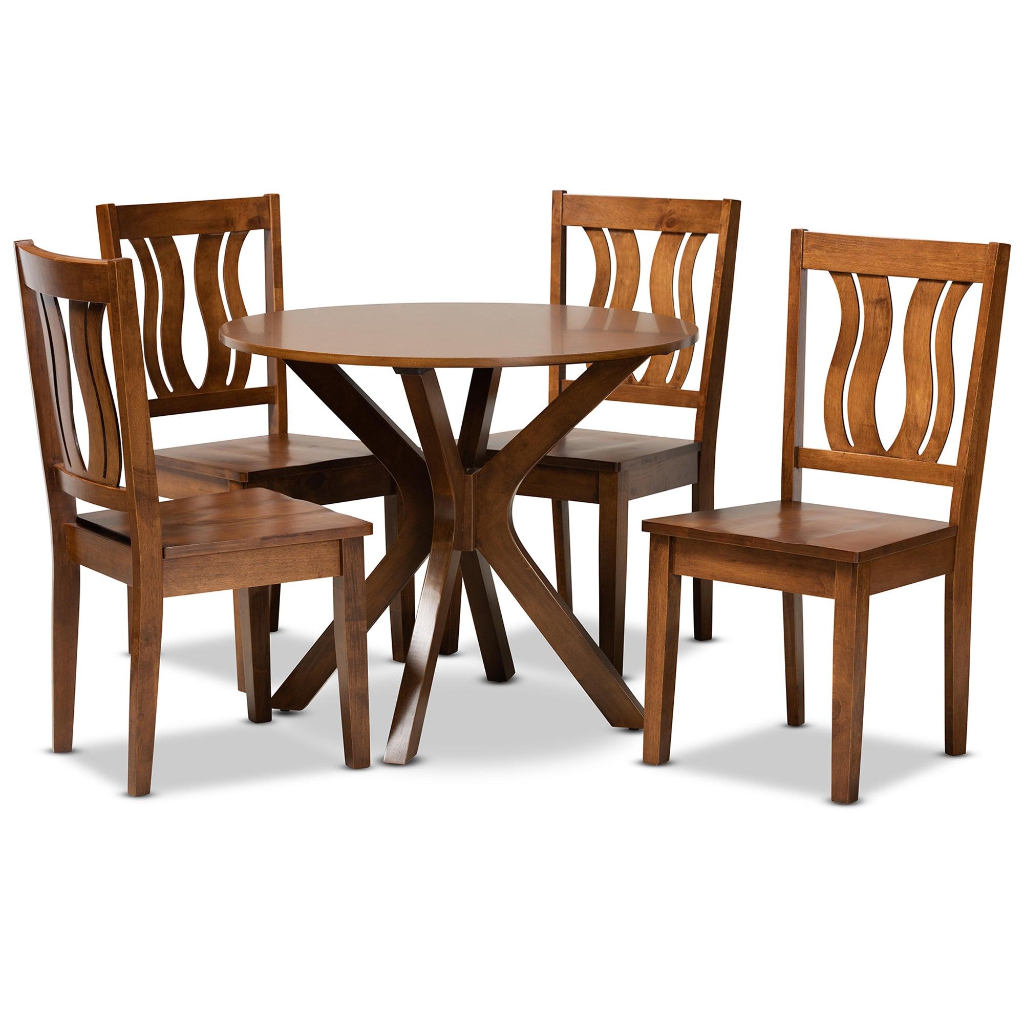 Mare Modern and Contemporary Transitional Finished Wood 5-Piece Dining Set