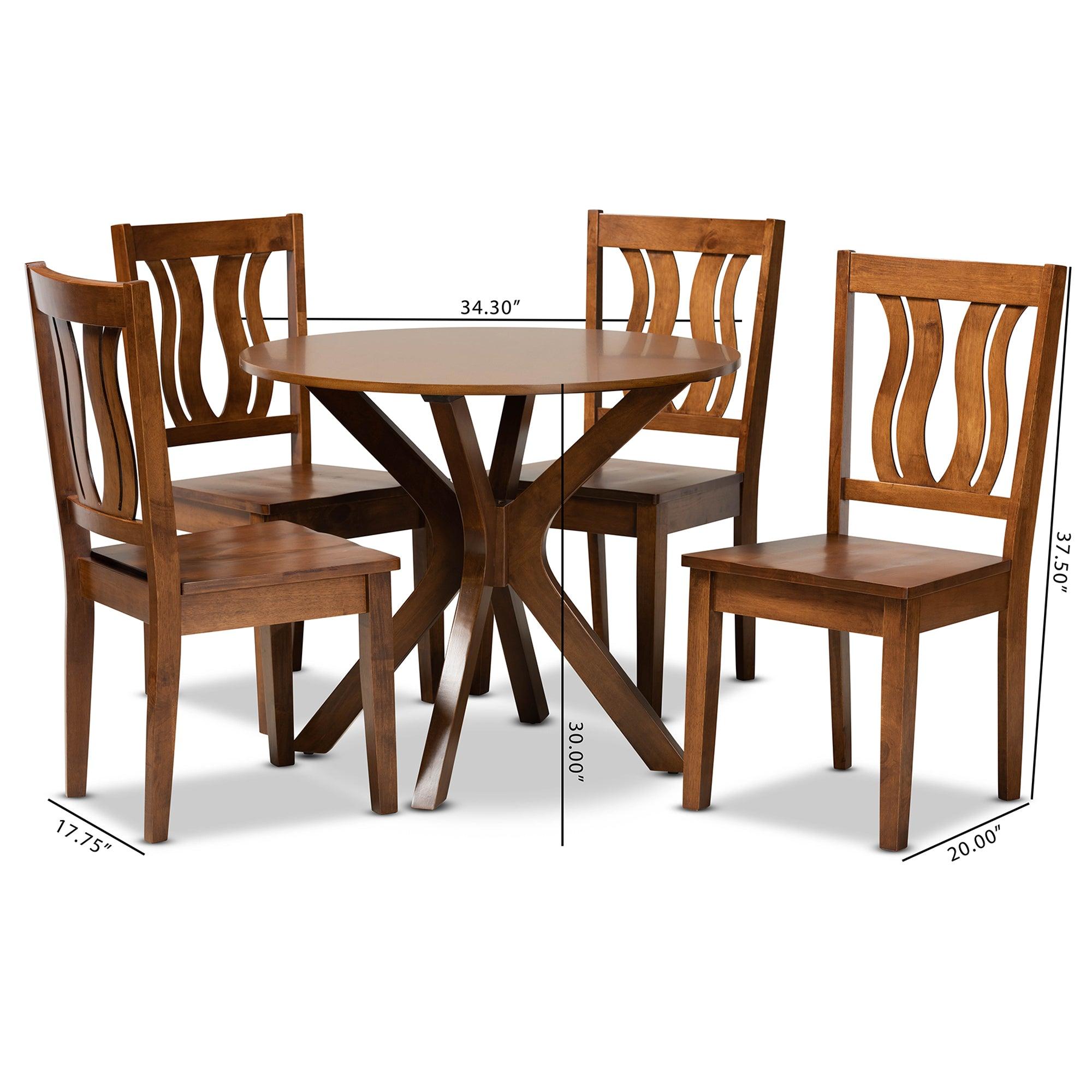 Mare Modern and Contemporary Transitional Finished Wood 5-Piece Dining Set