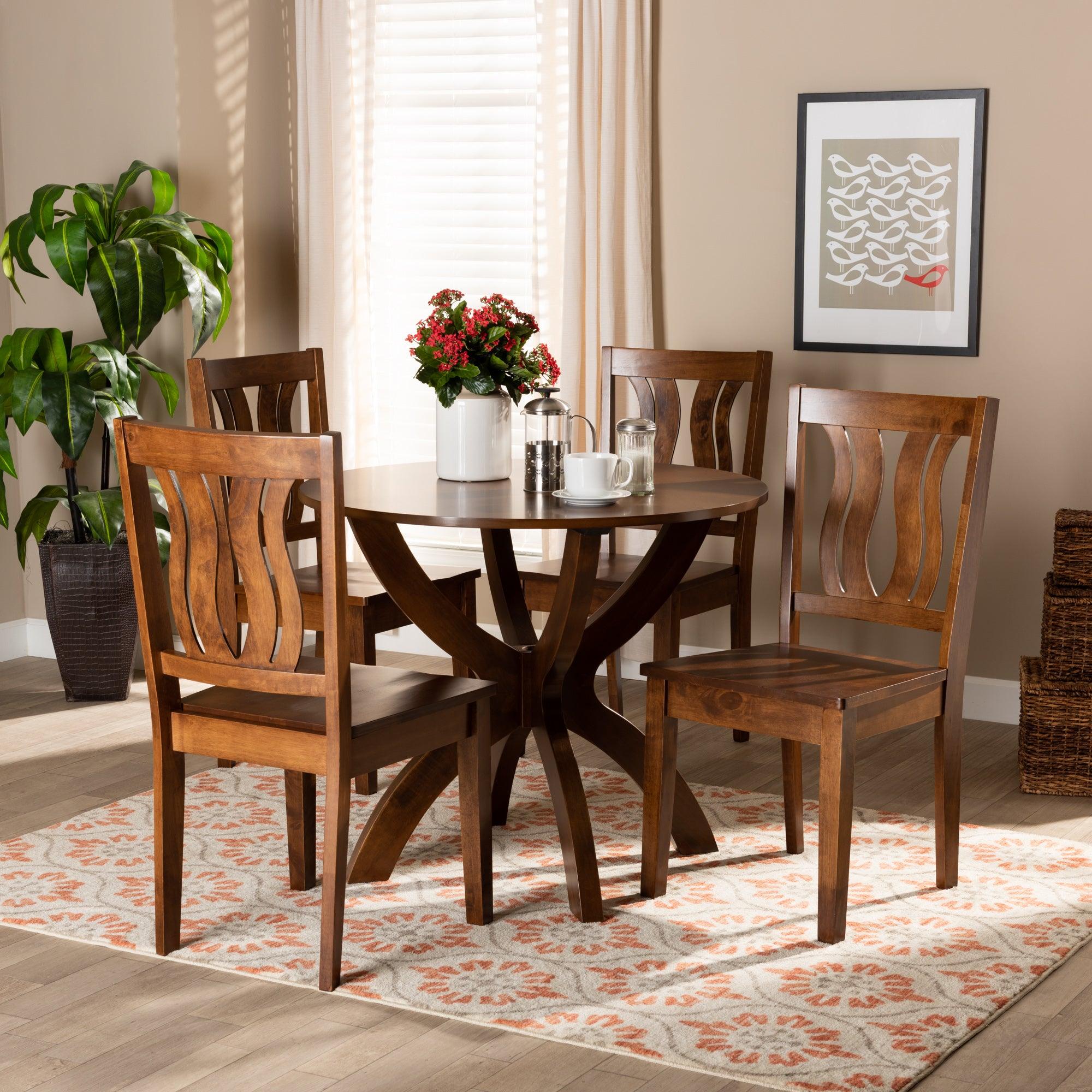Karla Modern and Contemporary Transitional Finished Wood 5-Piece Dining Set