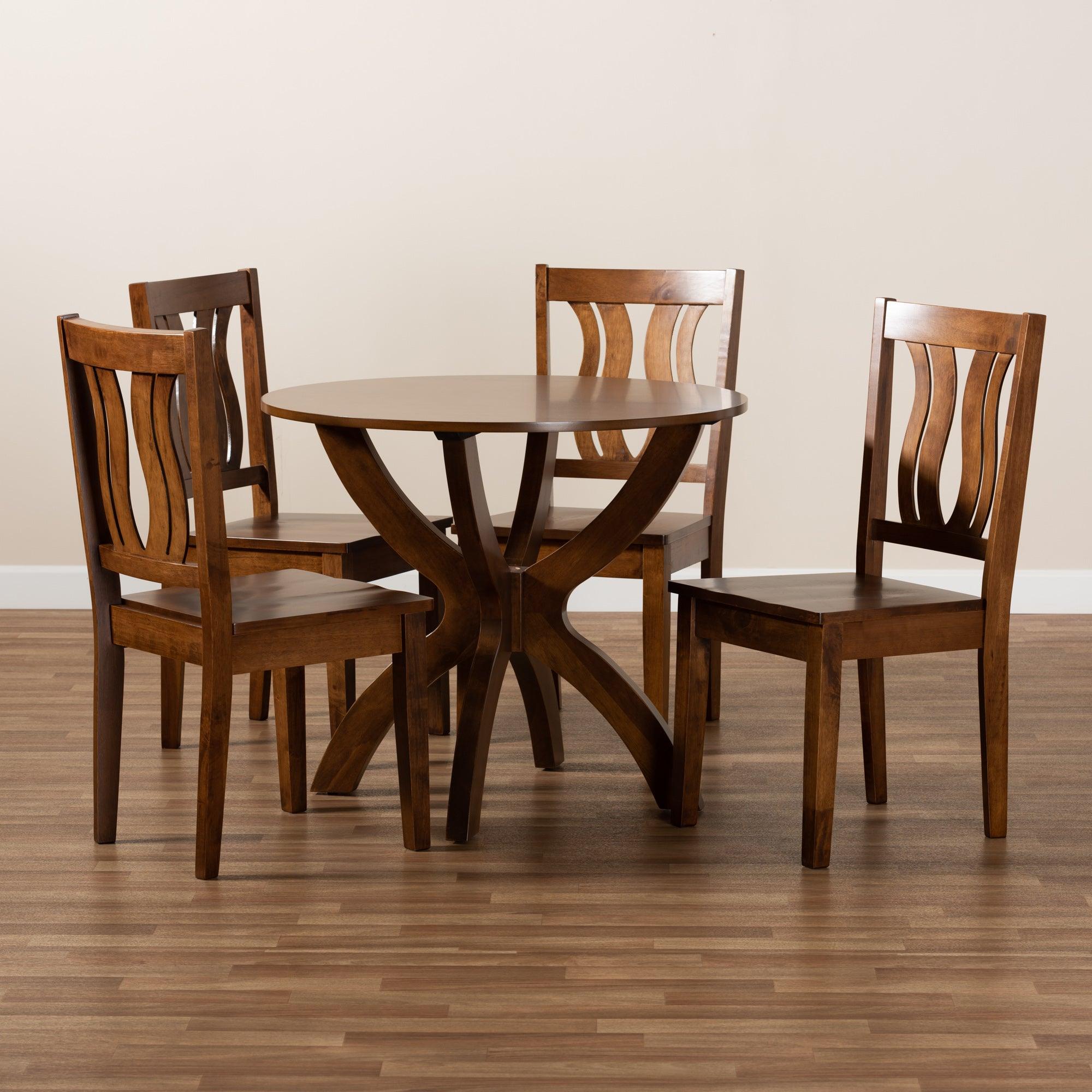 Karla Modern and Contemporary Transitional Finished Wood 5-Piece Dining Set