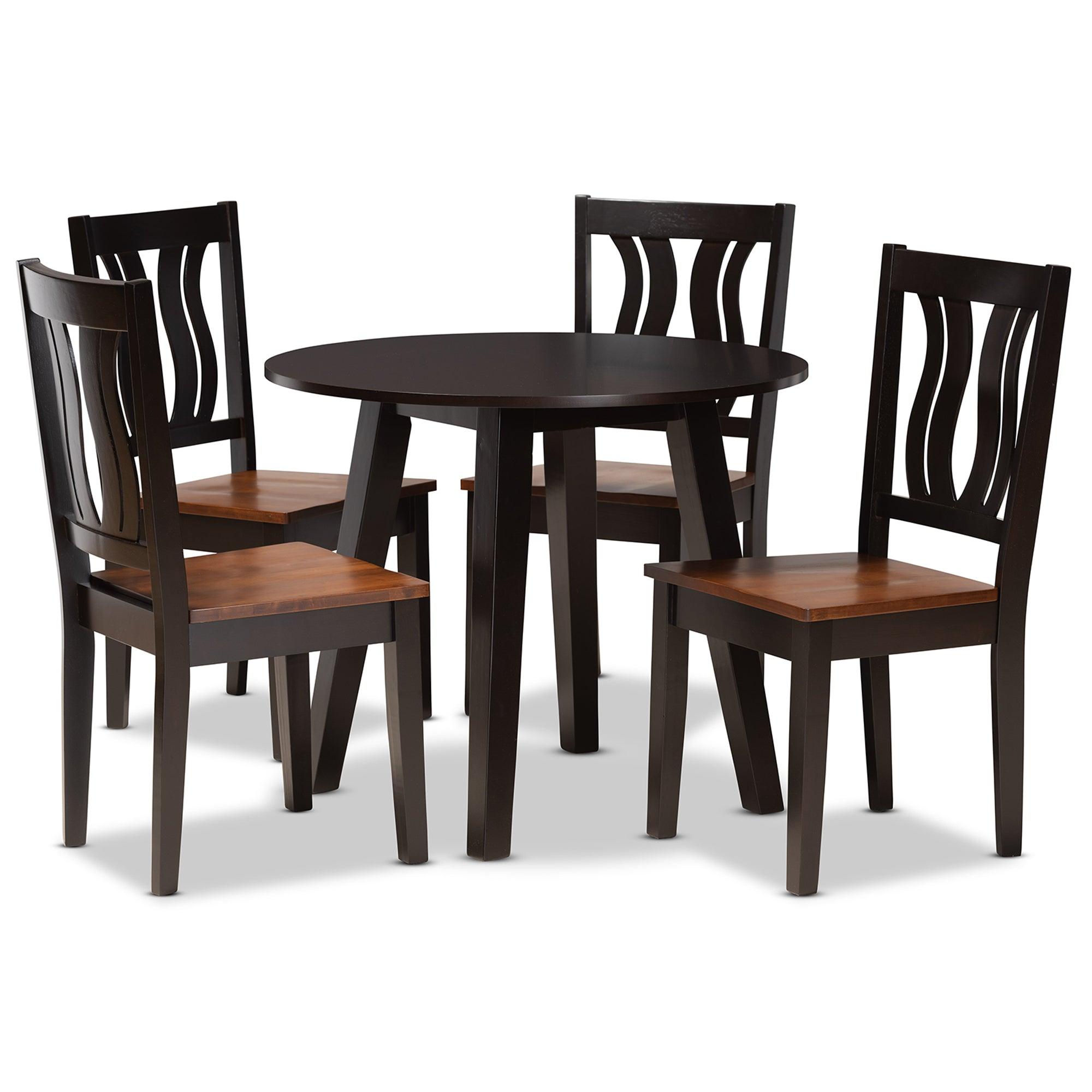 Anesa Modern and Contemporary Transitional Two-Tone and Finished Wood 5-Piece Dining Set
