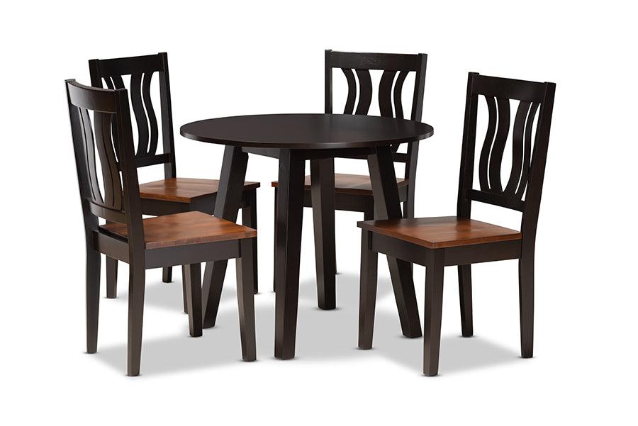 Anesa Modern and Contemporary Transitional Two-Tone and Finished Wood 5-Piece Dining Set