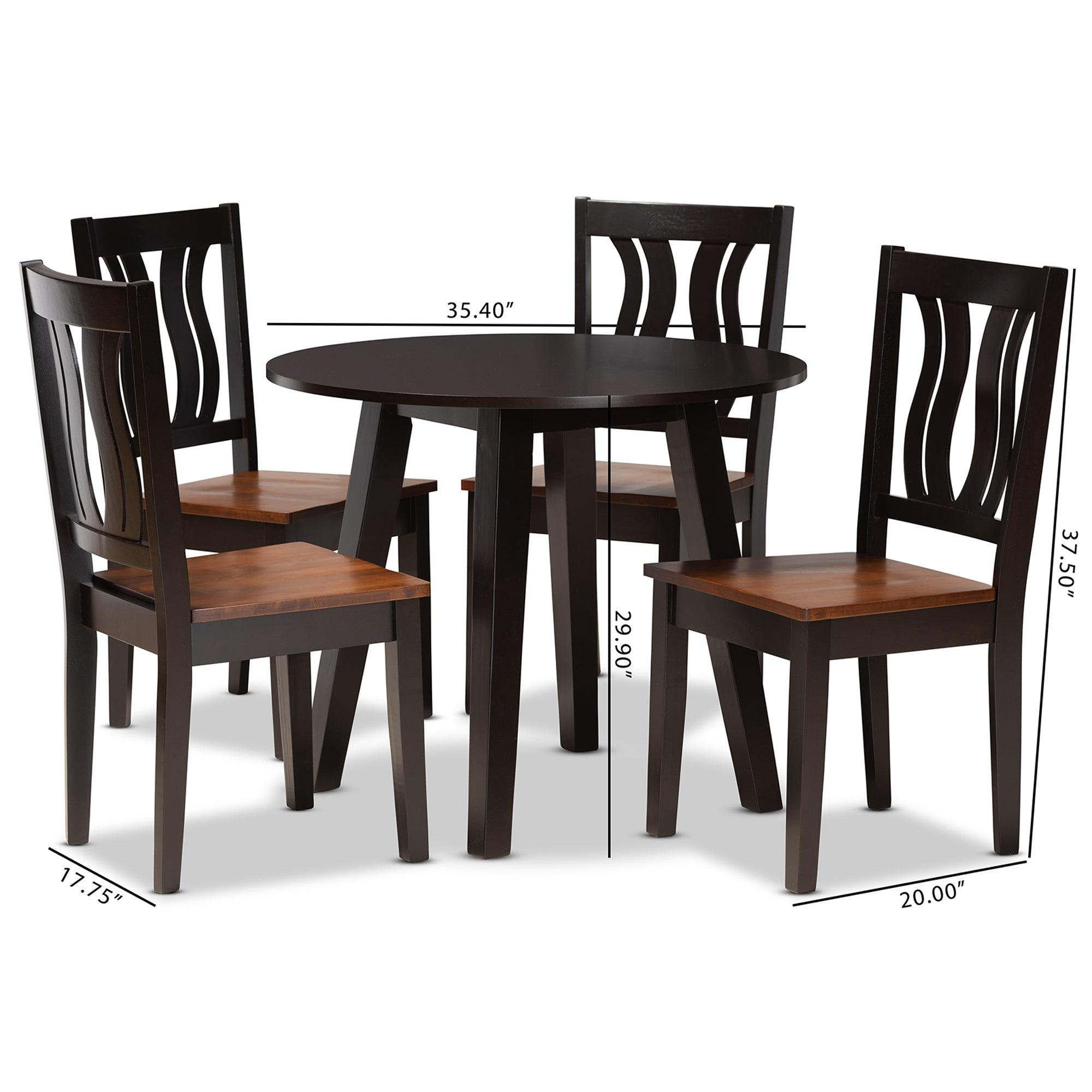 Anesa Modern and Contemporary Transitional Two-Tone and Finished Wood 5-Piece Dining Set