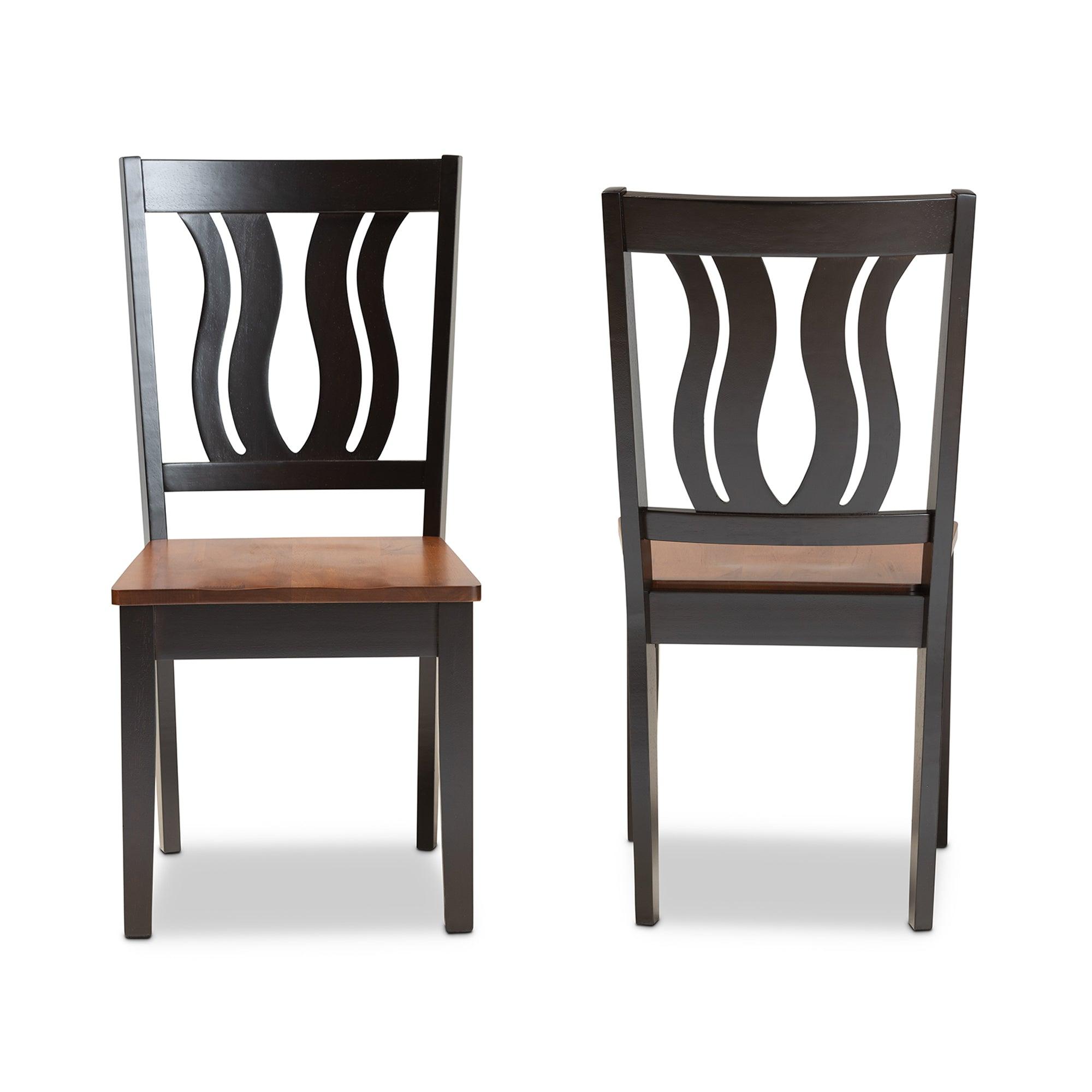 Fenton Modern and Contemporary Transitional Two-Tone and Finished Wood 2-Piece Dining Chair Set