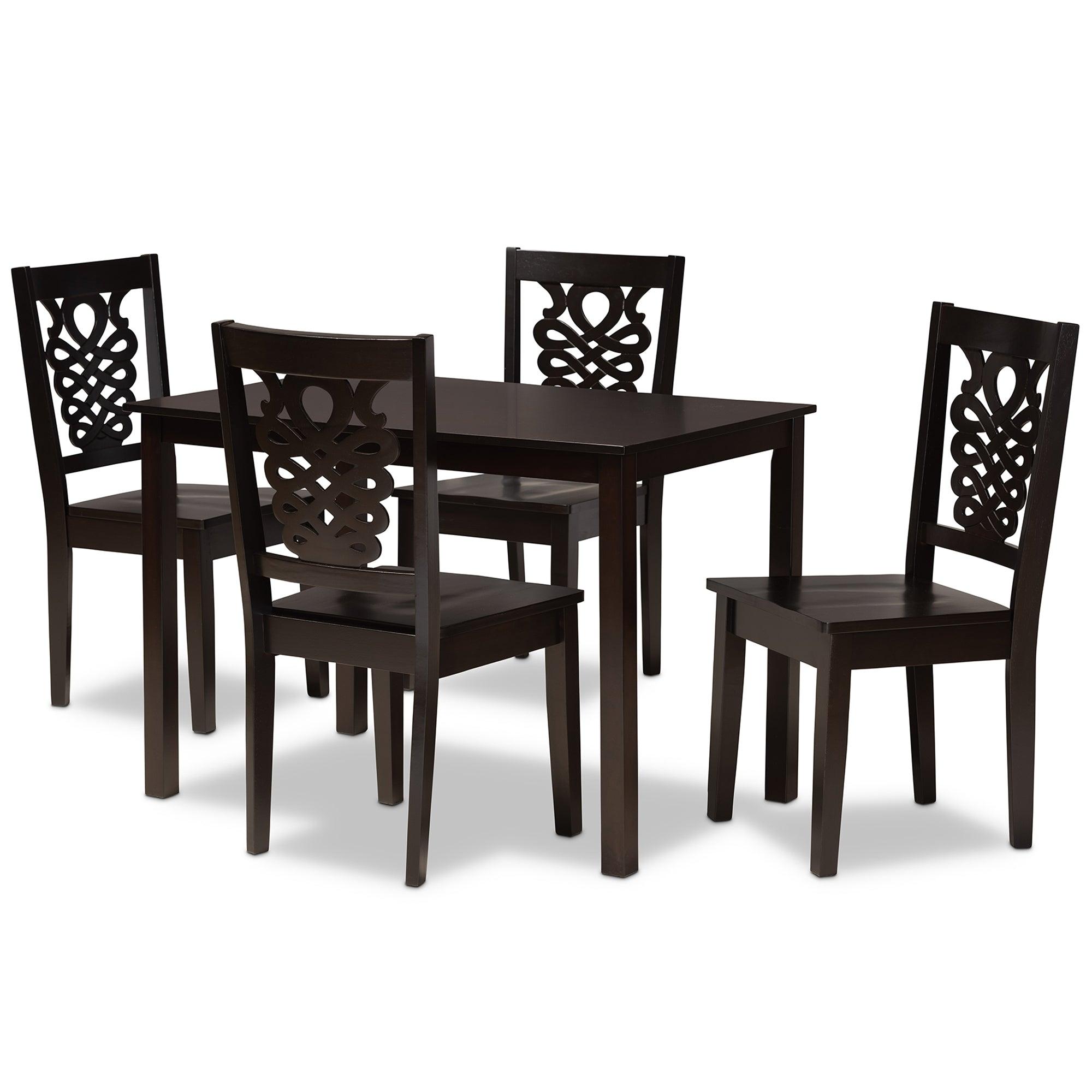 Luisa Modern and Contemporary Transitional Finished Wood 5-Piece Dining Set