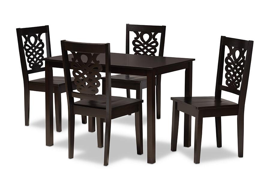 Luisa Modern and Contemporary Transitional Finished Wood 5-Piece Dining Set