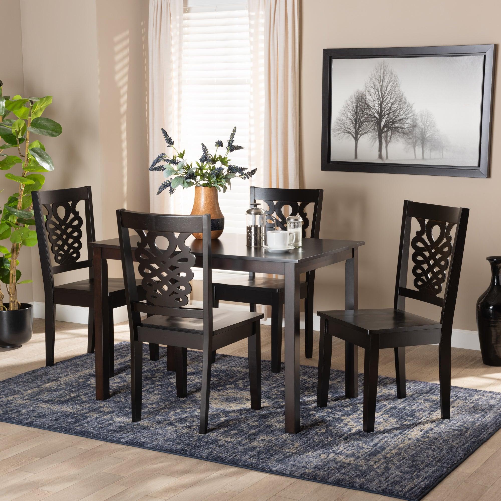 Luisa Modern and Contemporary Transitional Finished Wood 5-Piece Dining Set