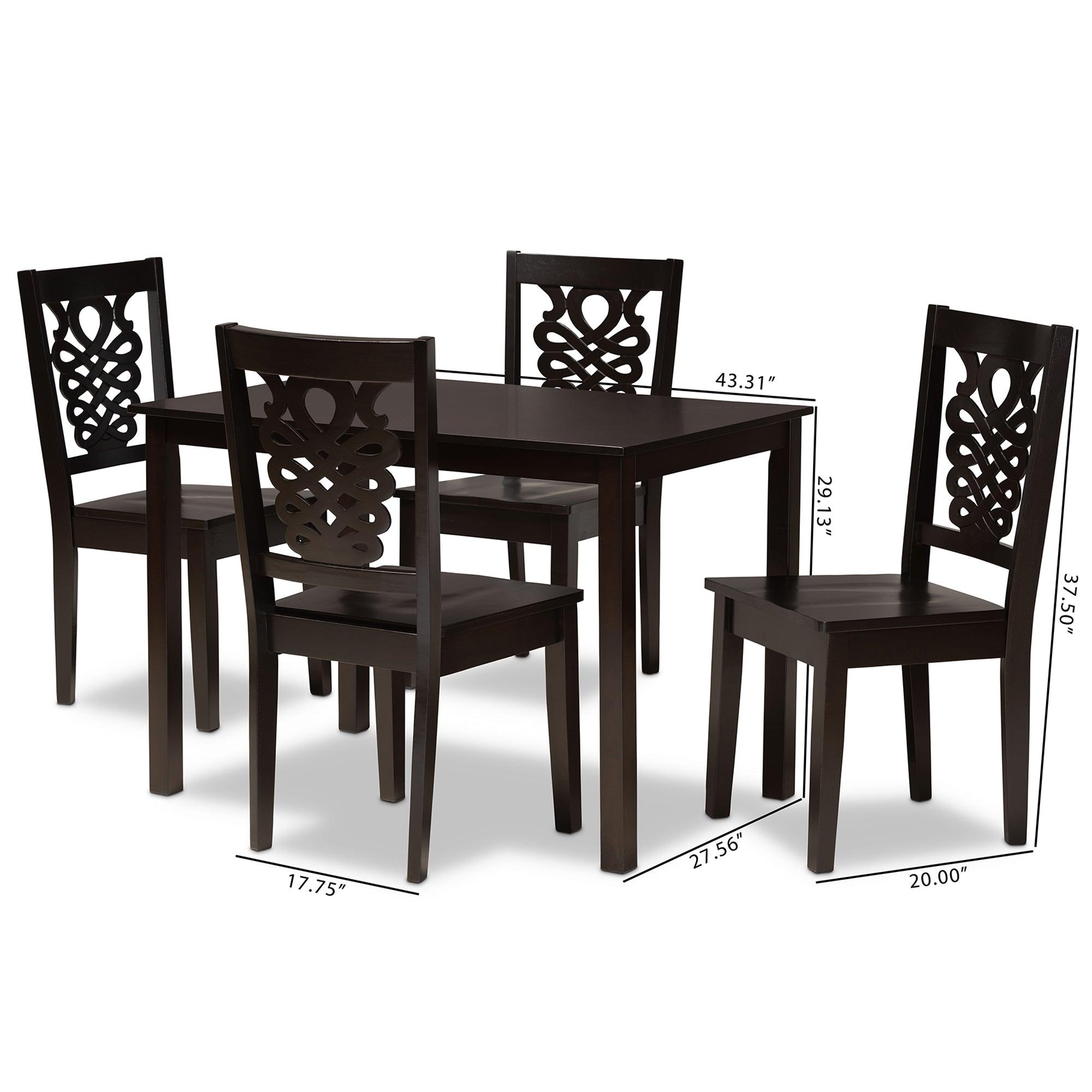 Luisa Modern and Contemporary Transitional Finished Wood 5-Piece Dining Set