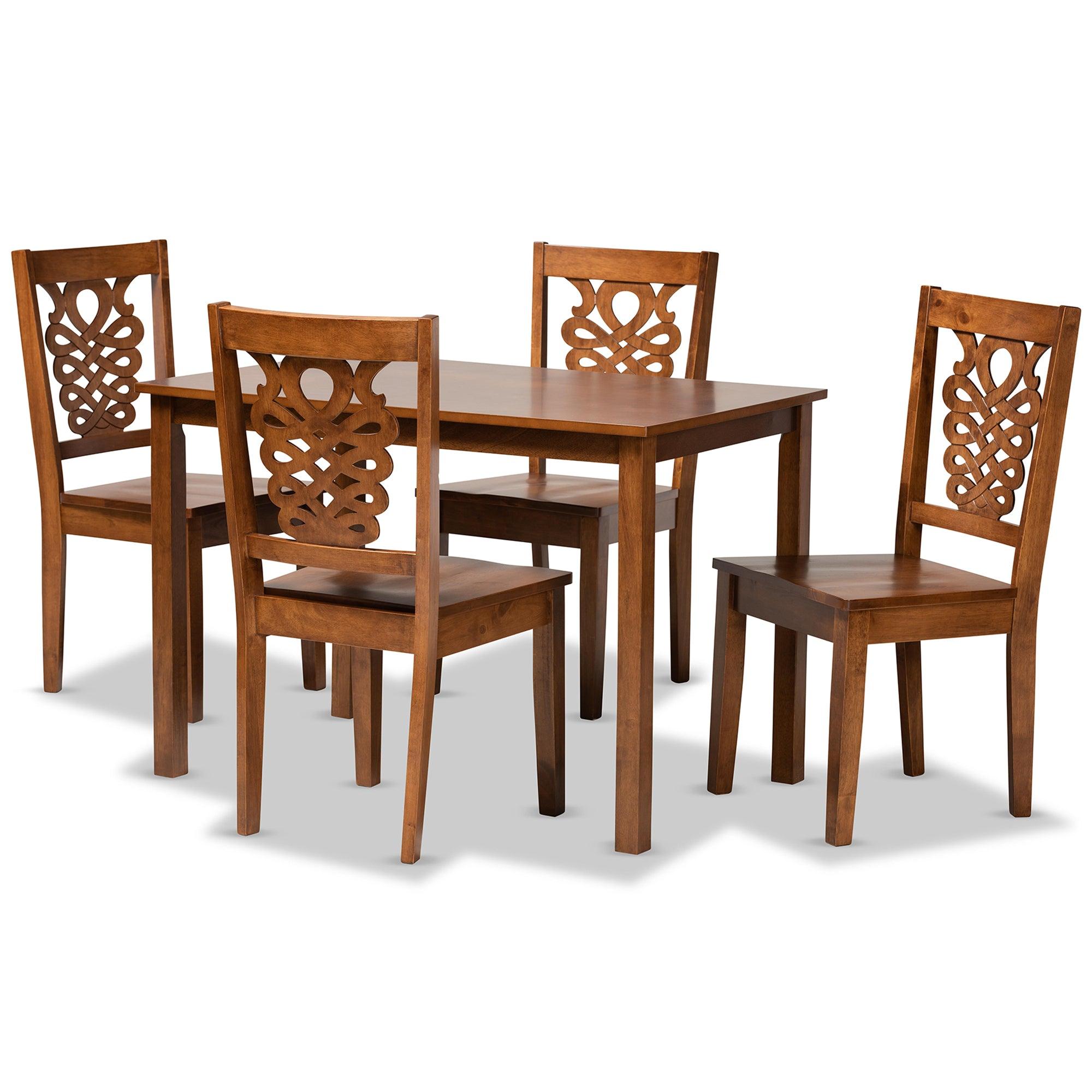 Luisa Modern and Contemporary Transitional Finished Wood 5-Piece Dining Set