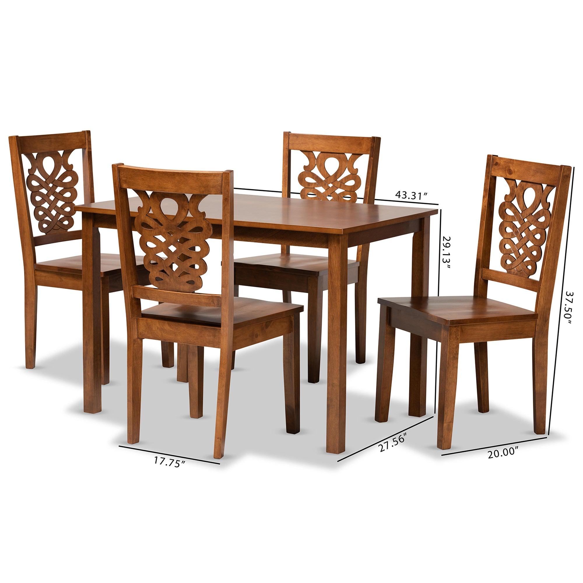 Luisa Modern and Contemporary Transitional Finished Wood 5-Piece Dining Set