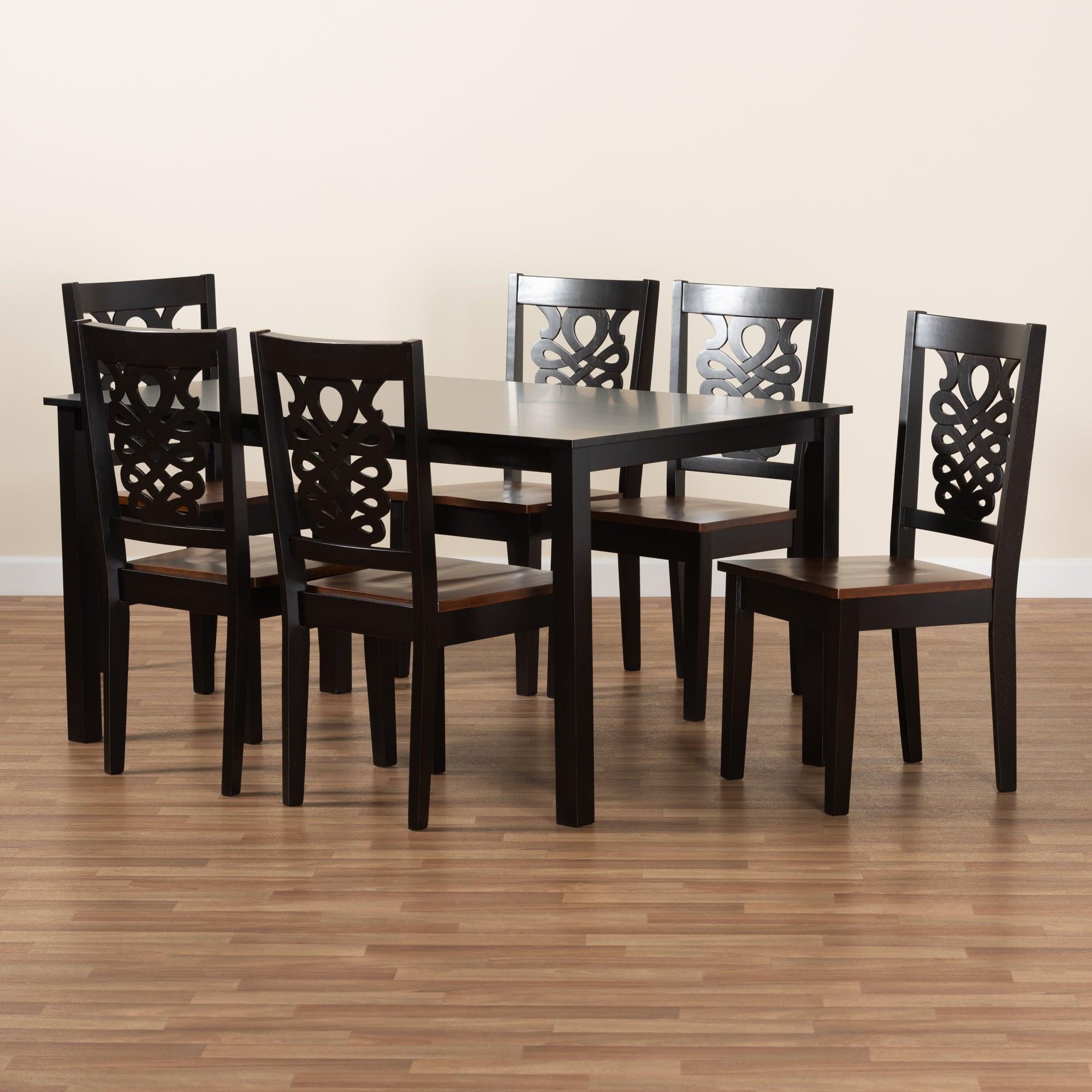 Luisa Modern and Contemporary Two-Tone and Finished Wood 7-Piece Dining Set