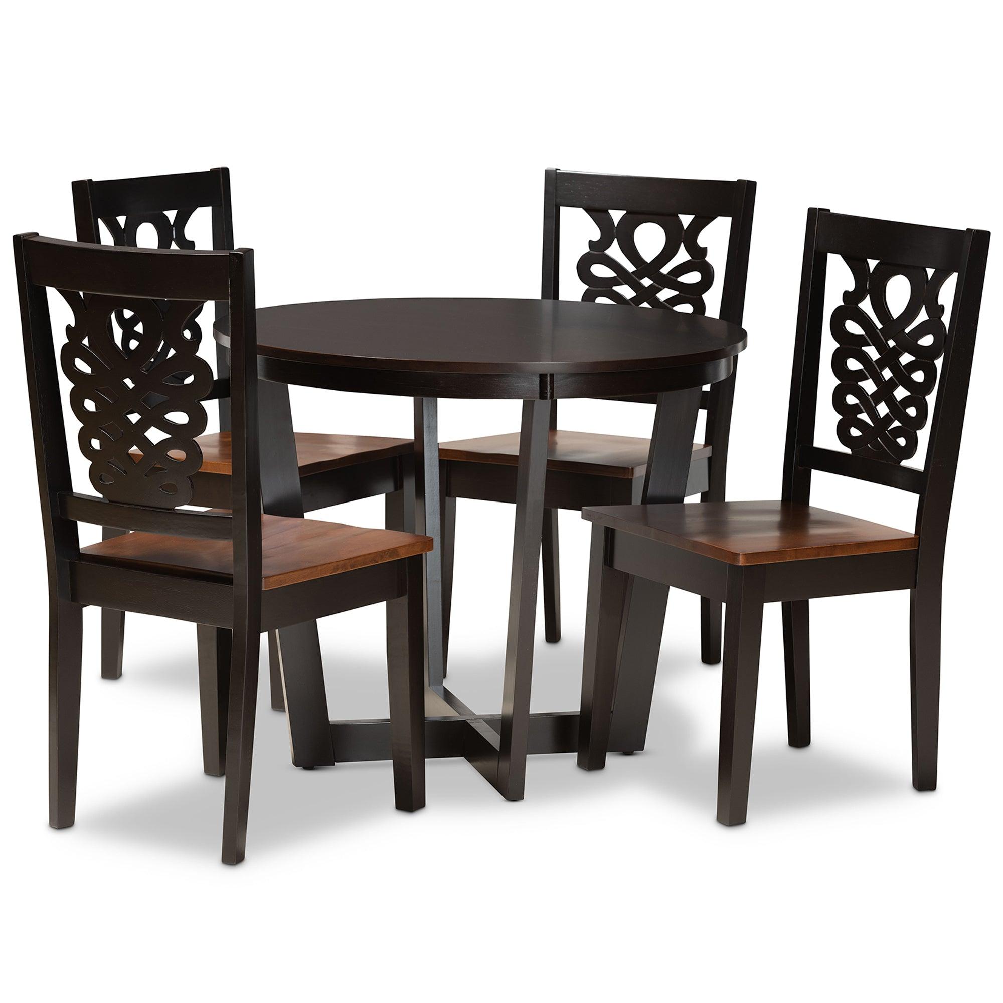 Salida Modern and Contemporary Transitional Two-Tone and Finished Wood 5-Piece Dining Set