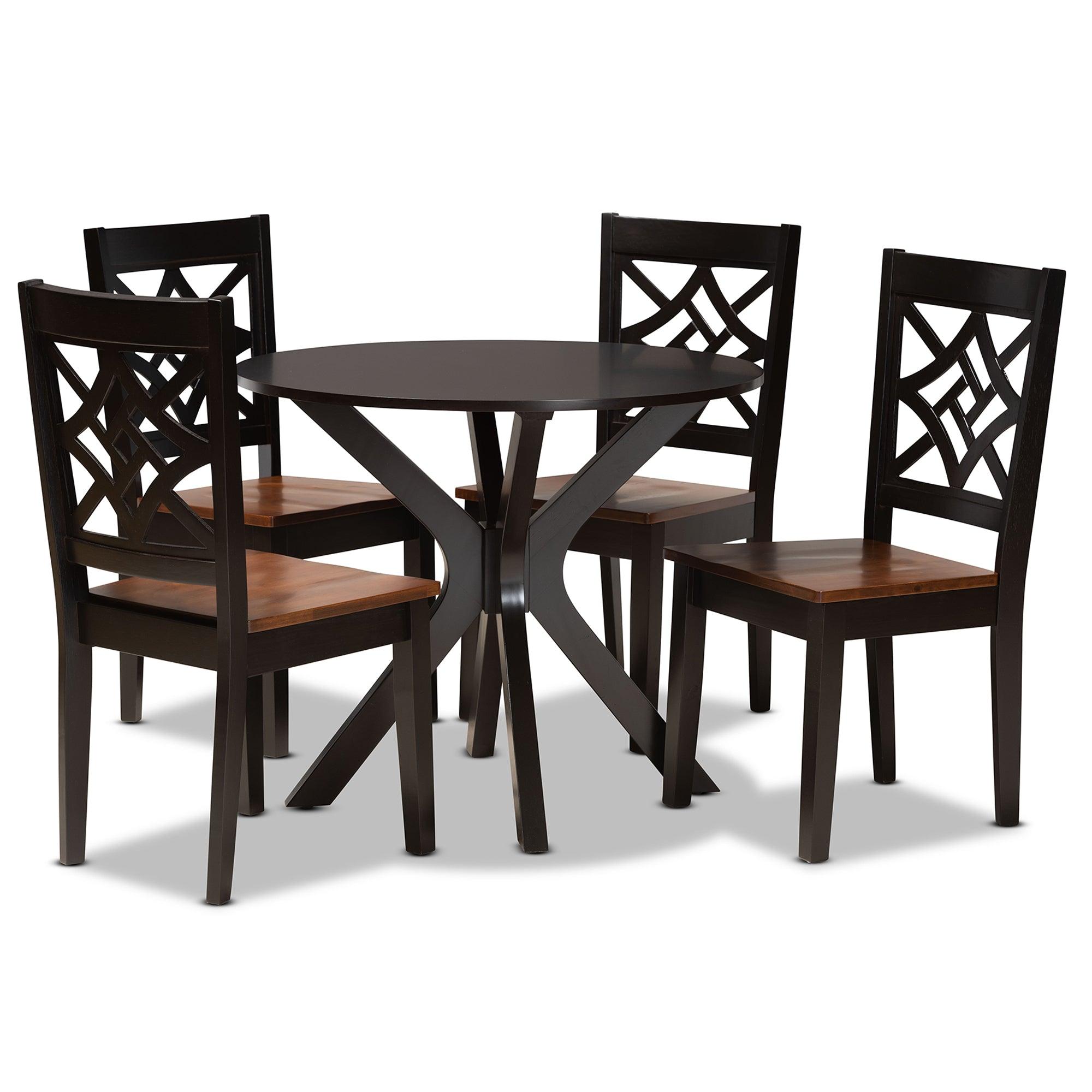 Miela Modern and Contemporary Two-Tone and Finished Wood 5-Piece Dining Set