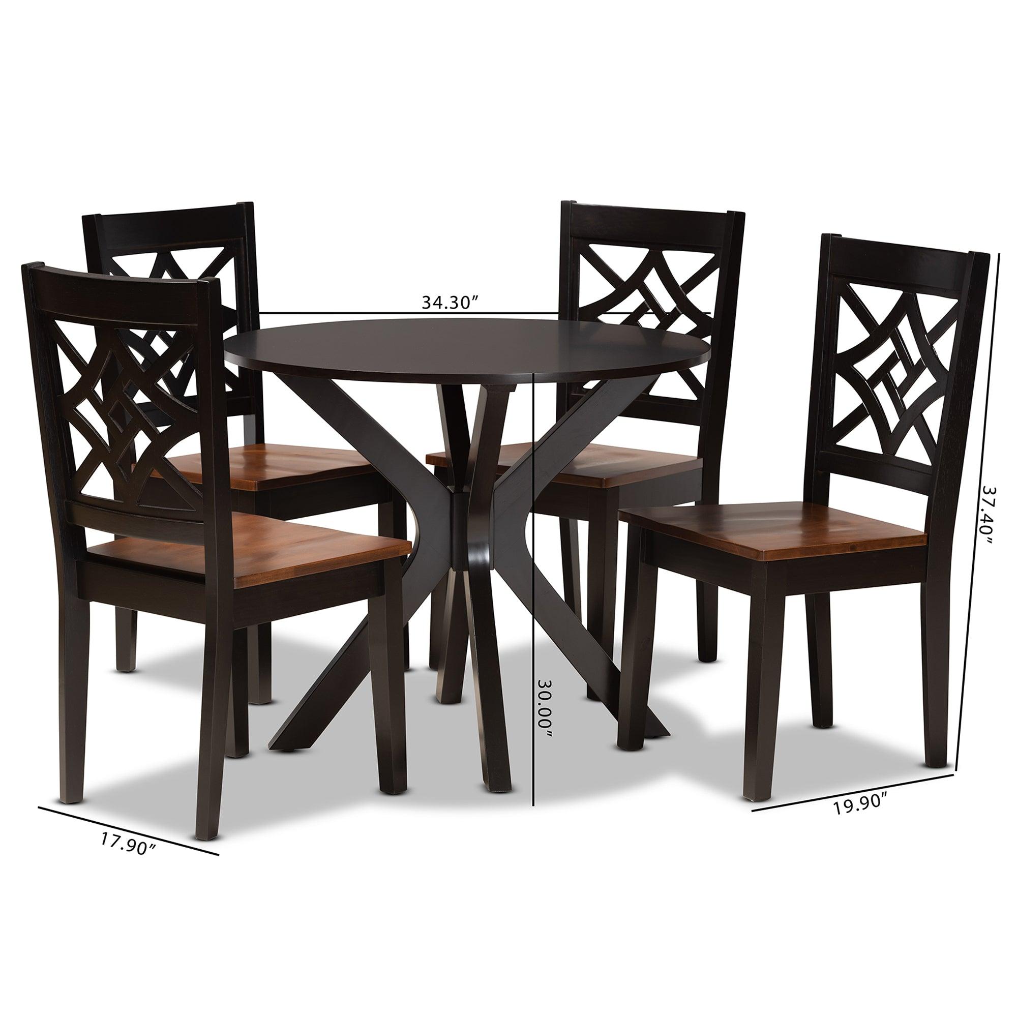 Miela Modern and Contemporary Two-Tone and Finished Wood 5-Piece Dining Set