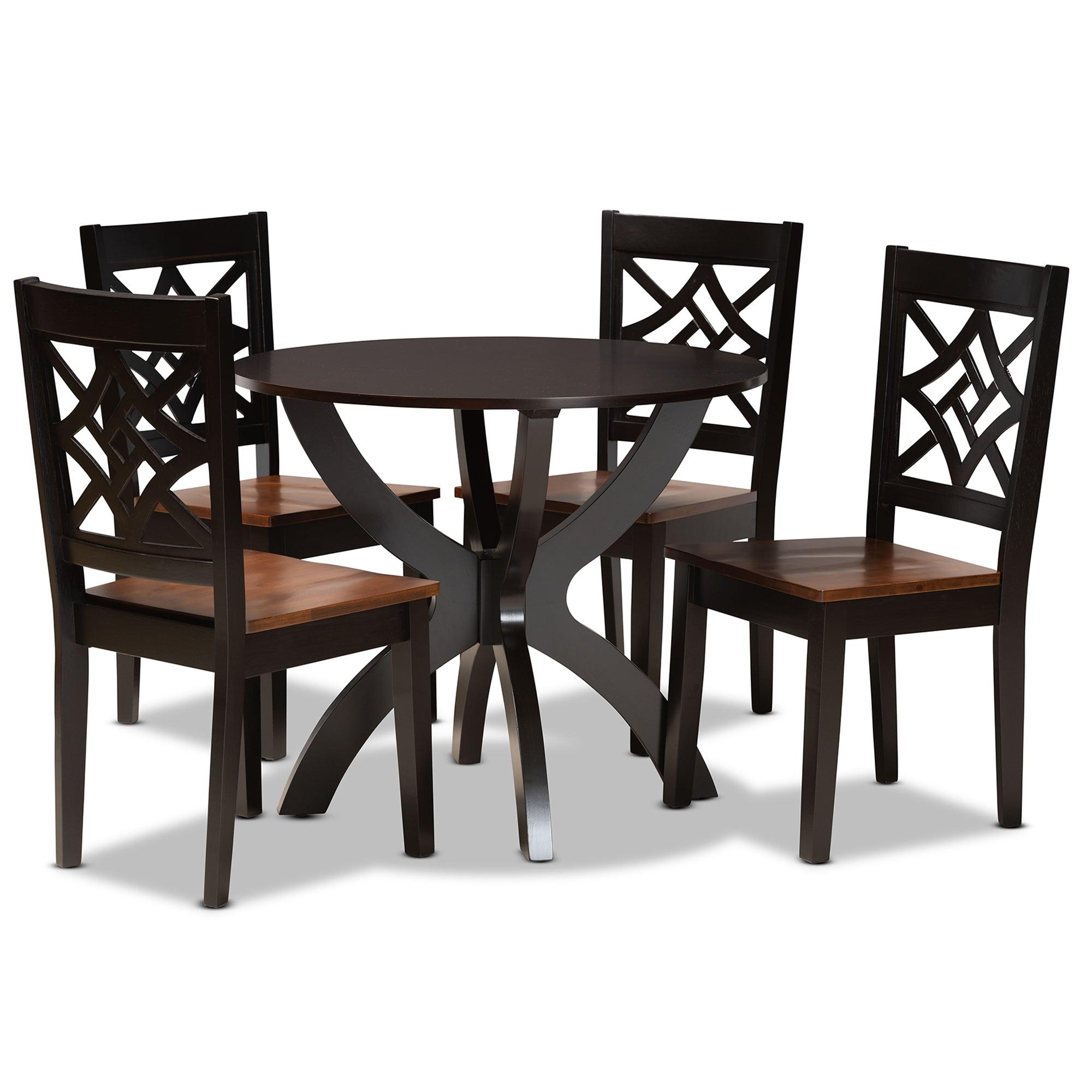 Anila Modern and Contemporary Two-Tone and Finished Wood 5-Piece Dining Set