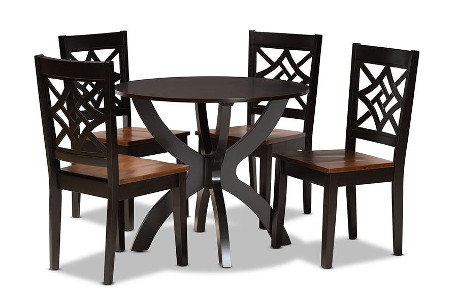 Anila Modern and Contemporary Two-Tone and Finished Wood 5-Piece Dining Set