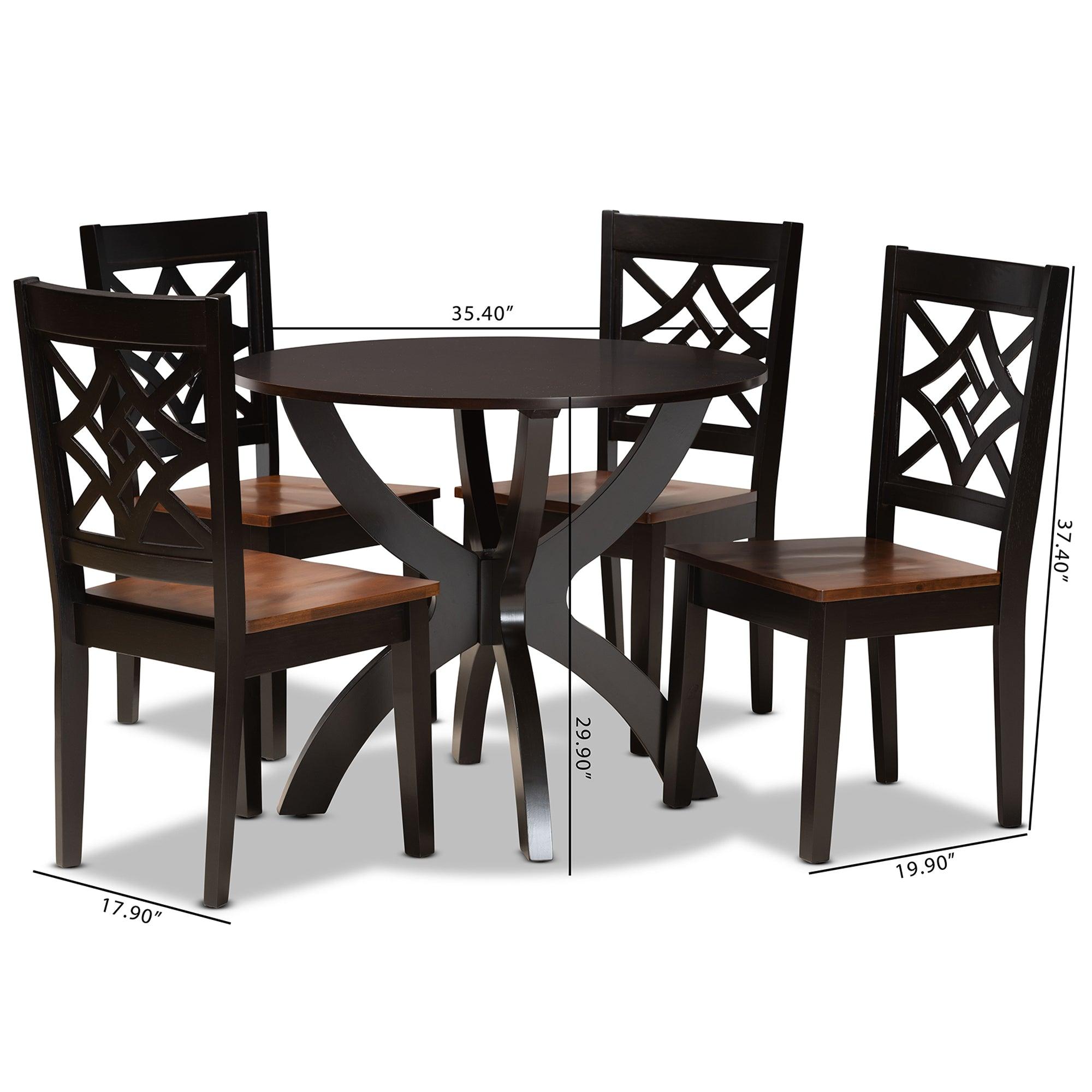 Anila Modern and Contemporary Two-Tone and Finished Wood 5-Piece Dining Set