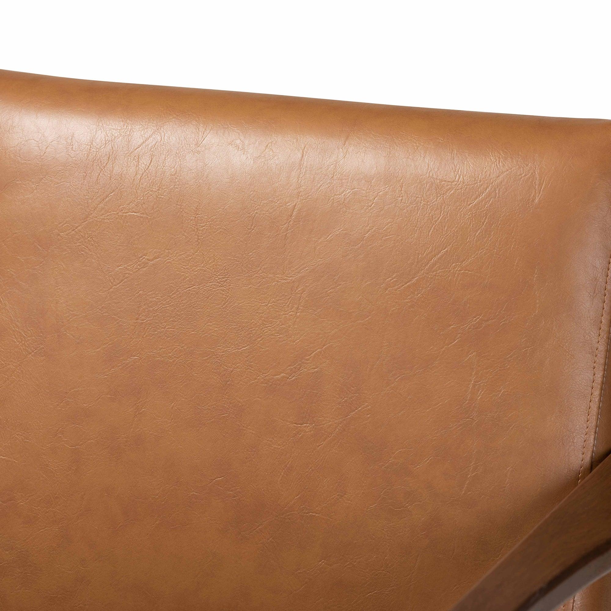 Bianca Mid-Century Modern Finished Wood and Faux Leather Effect Lounge Chair