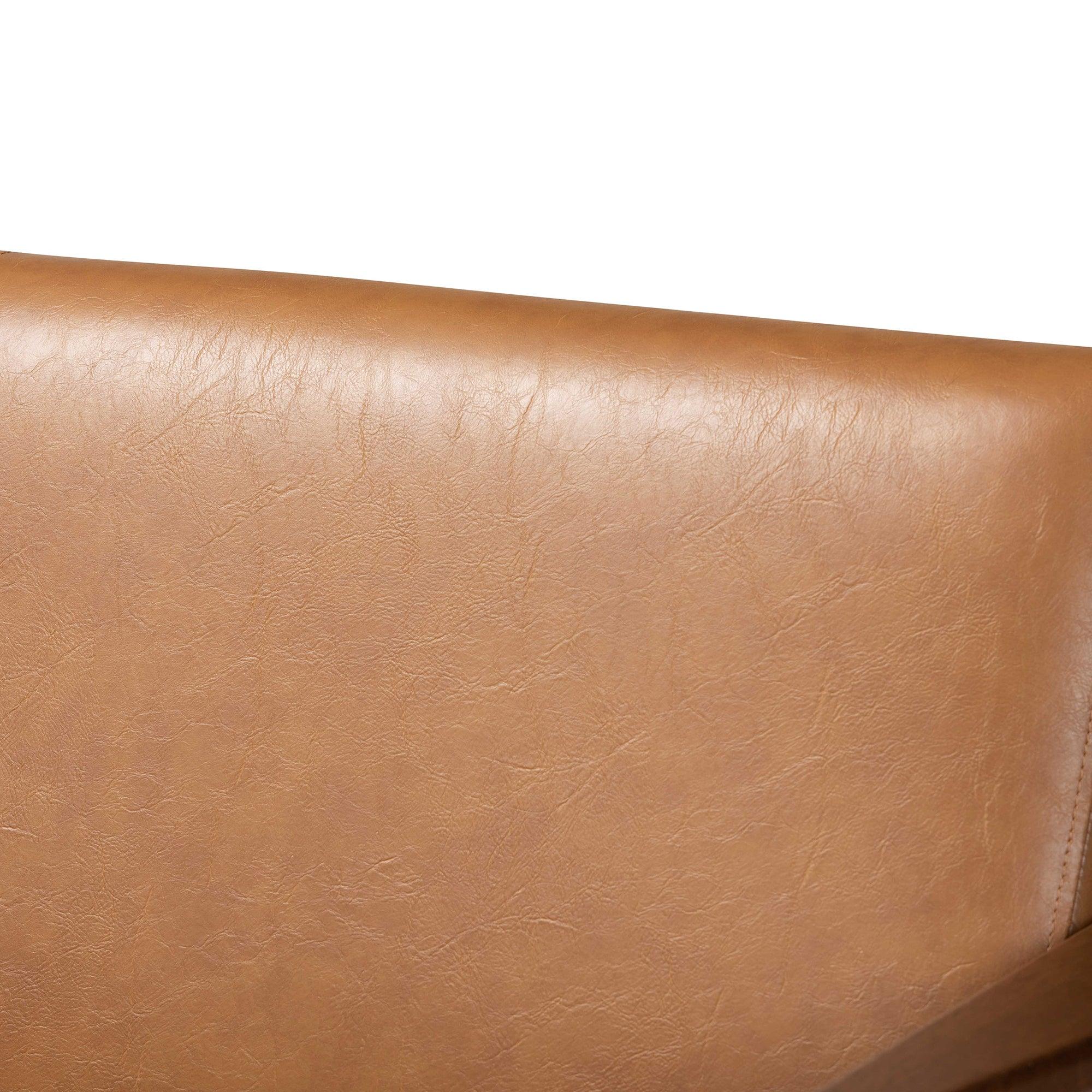 Bianca Mid-Century Modern Finished Wood and Faux Leather Effect Loveseat