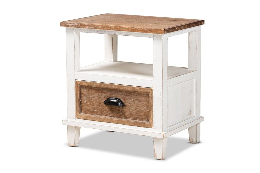 Glynn Rustic Farmhouse Weathered Two-Tone and Finished Wood 1-Drawer End Table